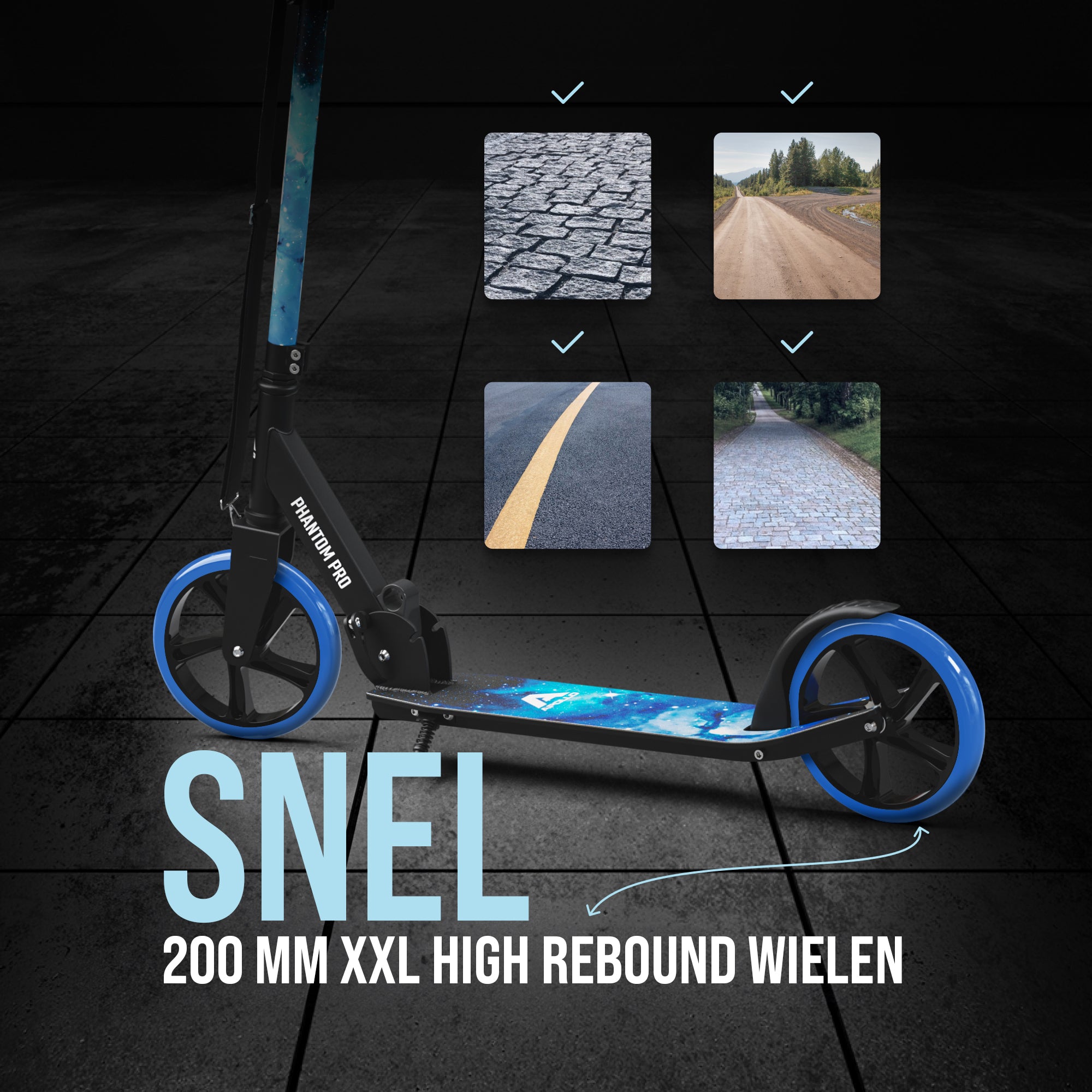 Apollo 'Phantom Pro' Opvouwbare en in hoogte verstelbare stadsscooter Stars