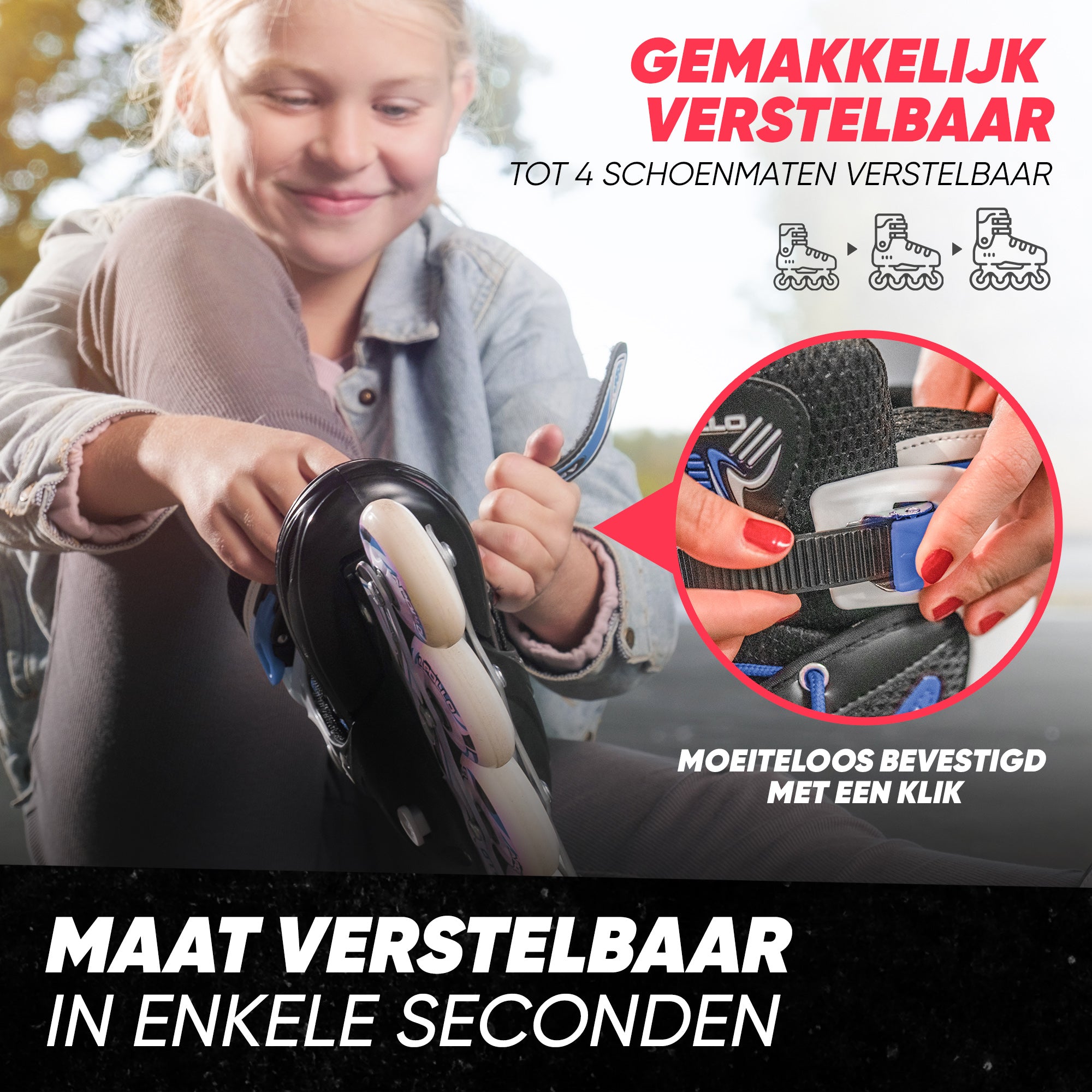 Apollo Verstelbare skeelers 'Super Blade' maat 31-42, Blauw S (31-34)