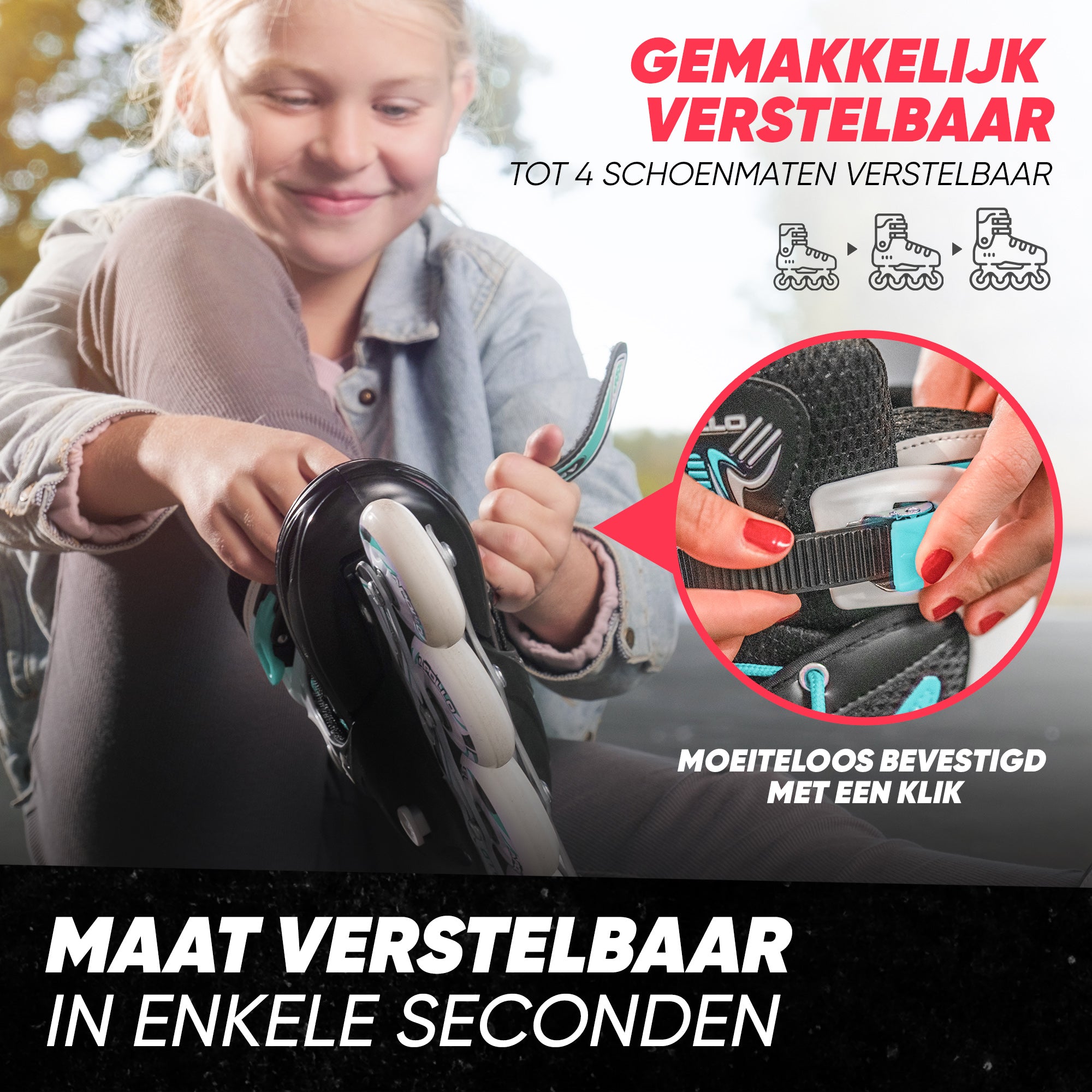 Apollo Verstelbare skeelers 'Super Blade' maat 31-42, Turquoise L (39-42)