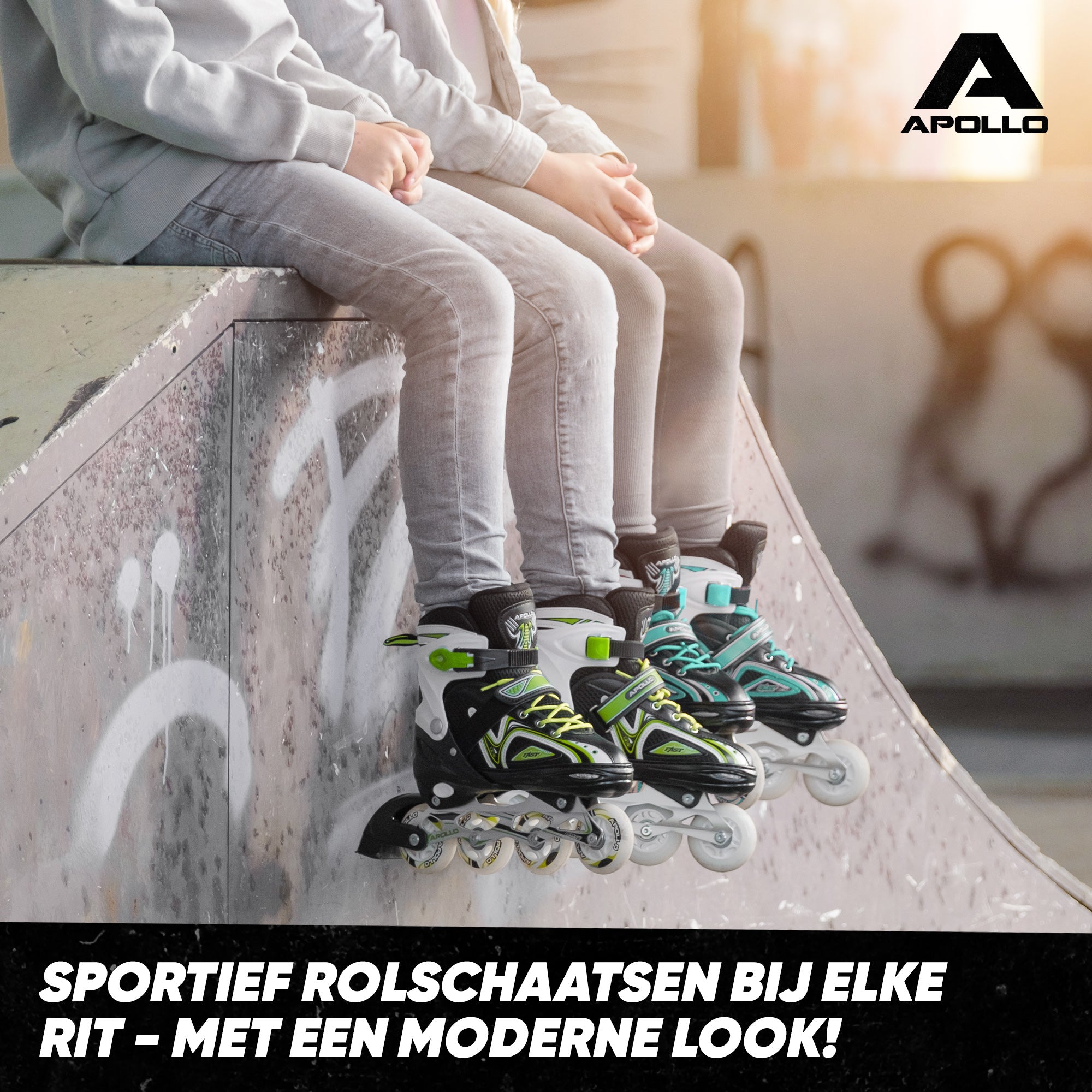 Apollo Verstelbare skeelers 'Super Blade' maat 31-42, Turquoise L (39-42)