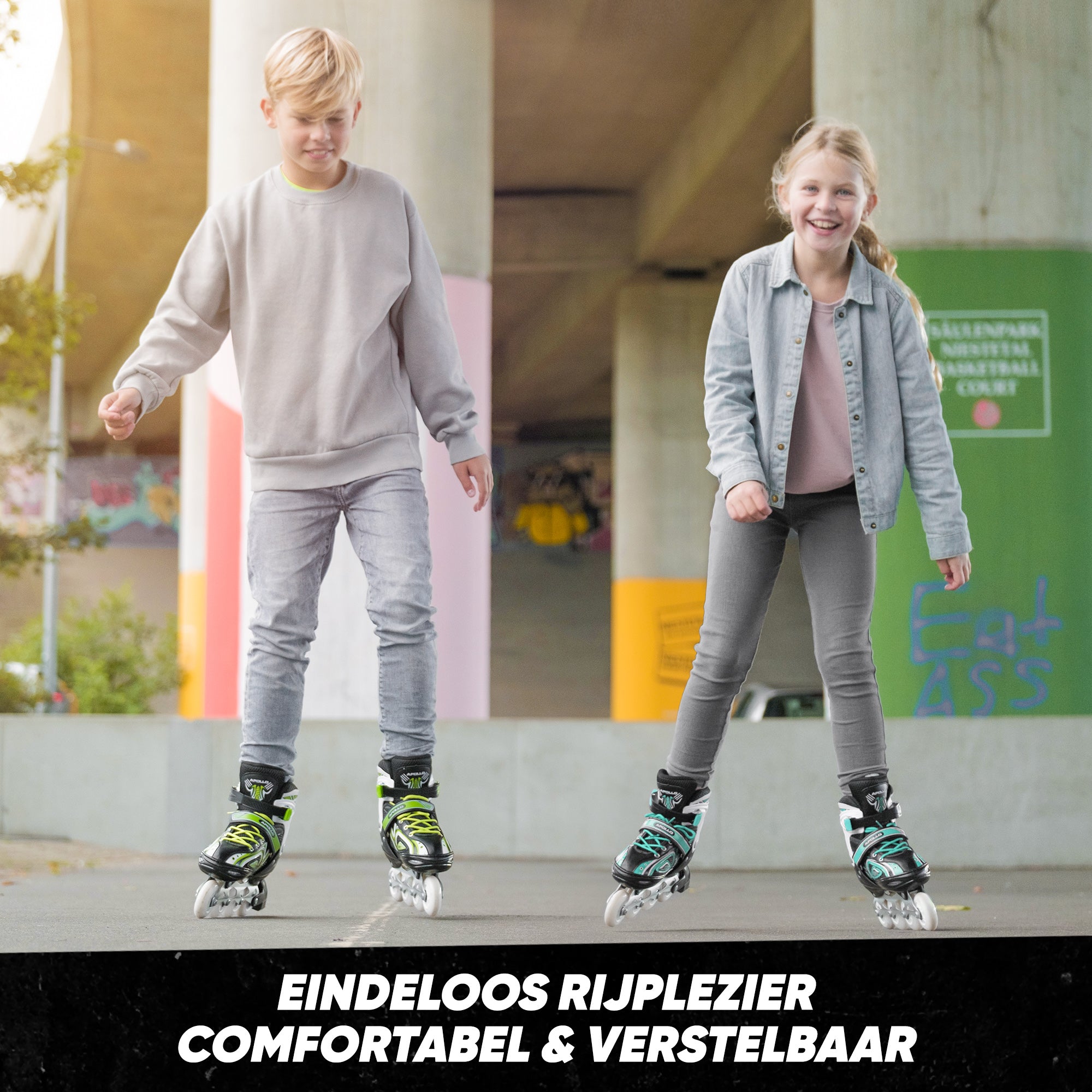 Apollo Verstelbare skeelers 'Super Blade' maat 31-42, Turquoise L (39-42)