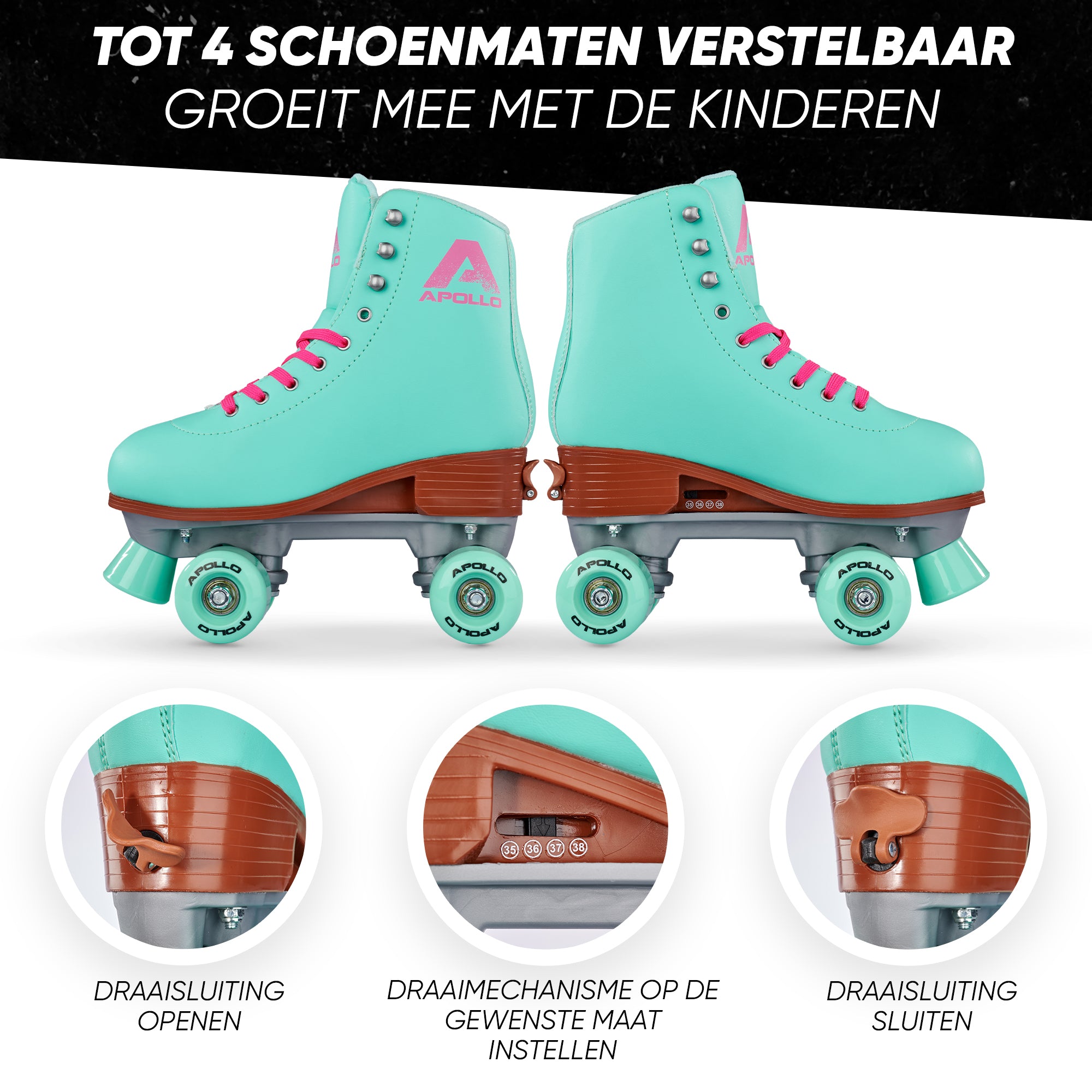 Apollo Disco Klassieke rolschaatsen voor kinderen en volwassenen - Lagoon L (39-42)