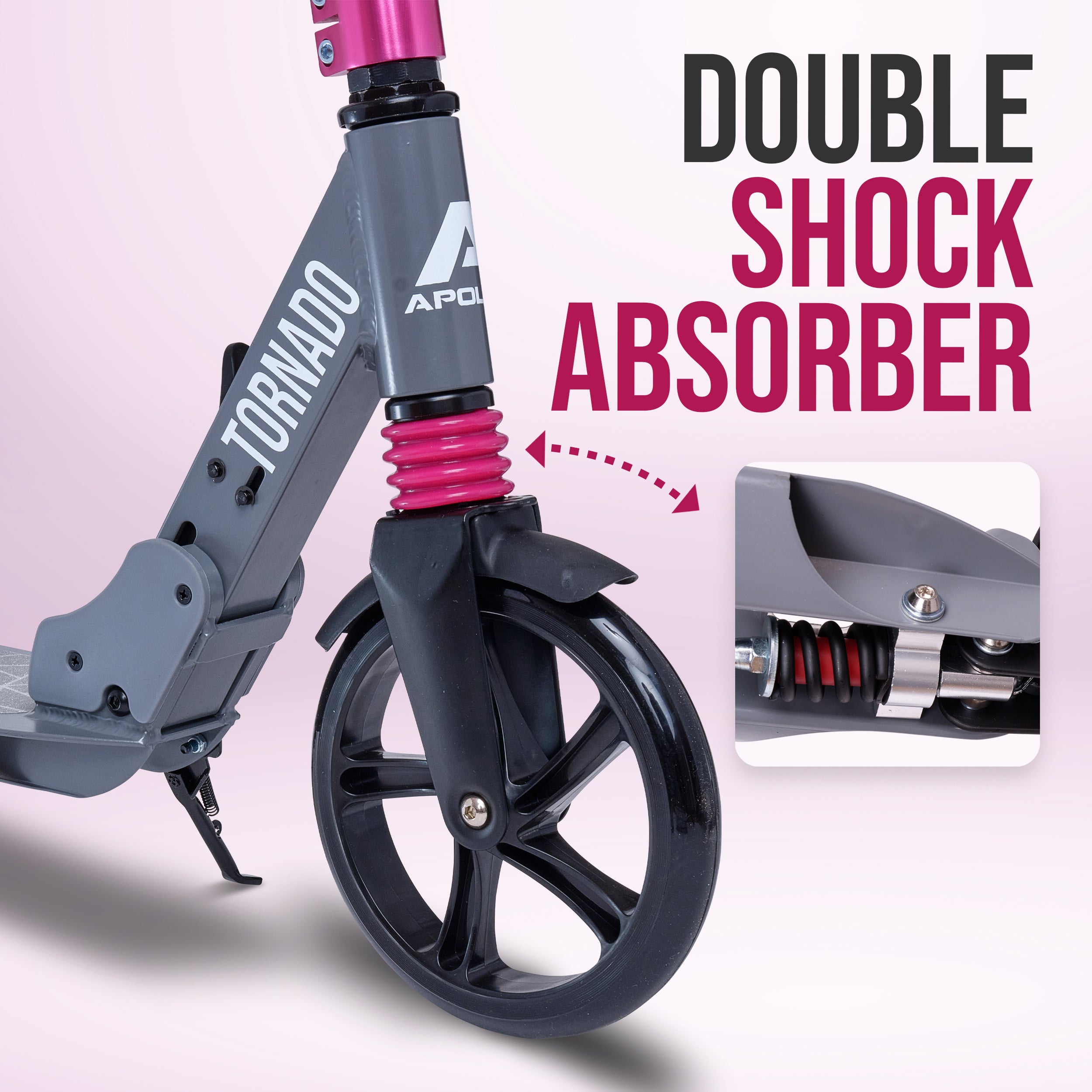 Apollo Autoped "Tornado 2.0" Cityroller voor Volwassenen en Kinderen Grijs Roze