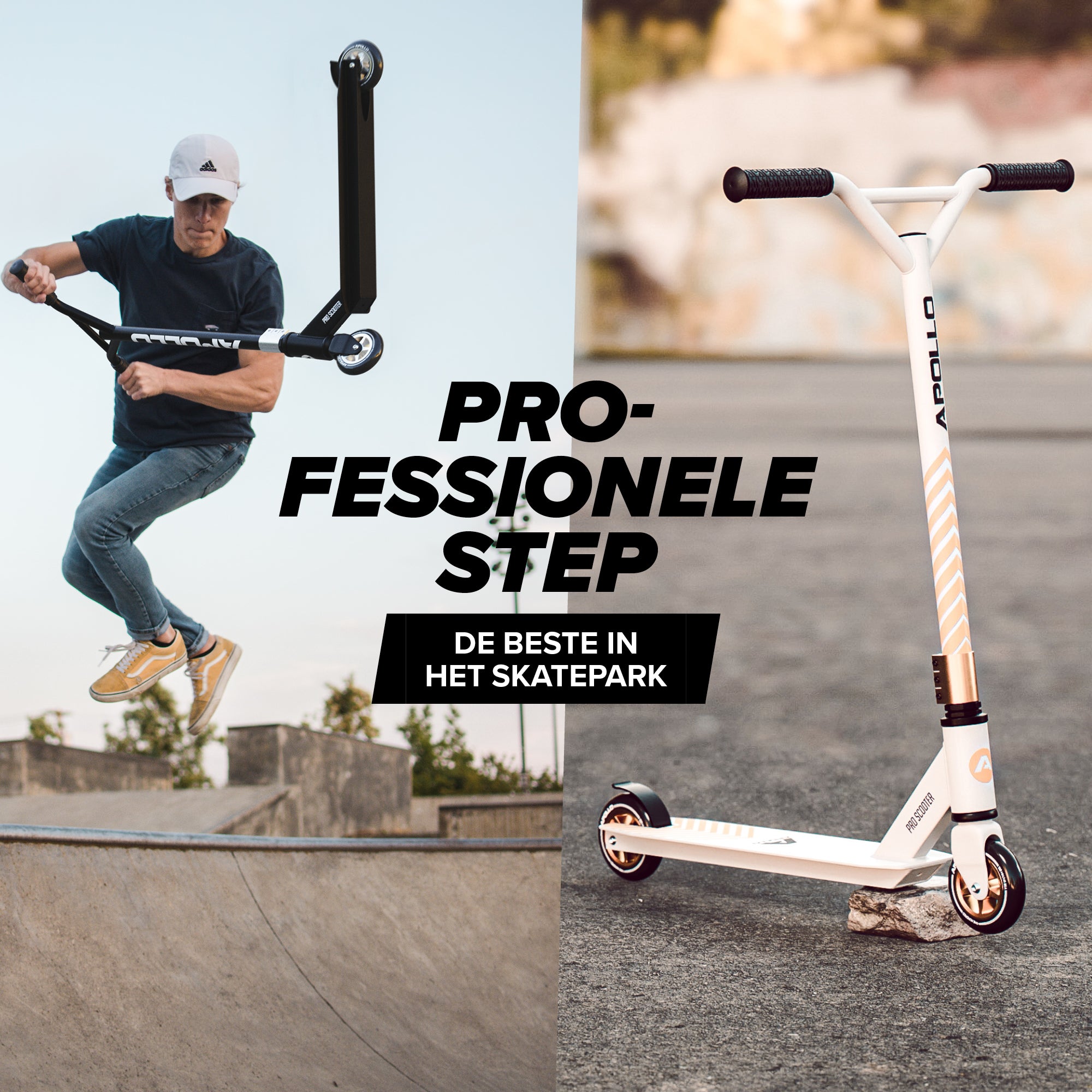 Apollo Stunt Scooter 'Genius Pro' hoogwaardige stuntstep met ABEC 9 kogellagers Wit Goud