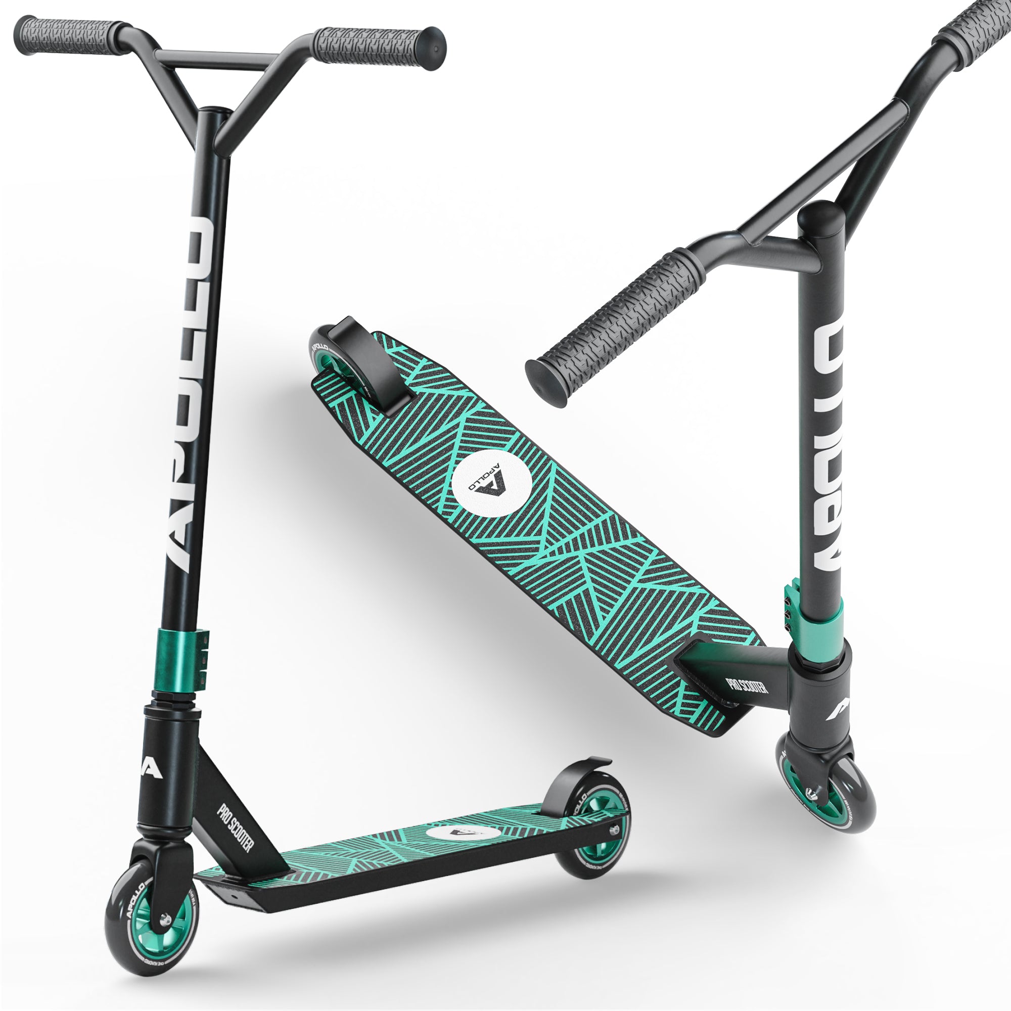 Apollo Stunt Scooter 'Genius Pro' hoogwaardige stuntstep met ABEC 9 kogellagers Zwart Groen