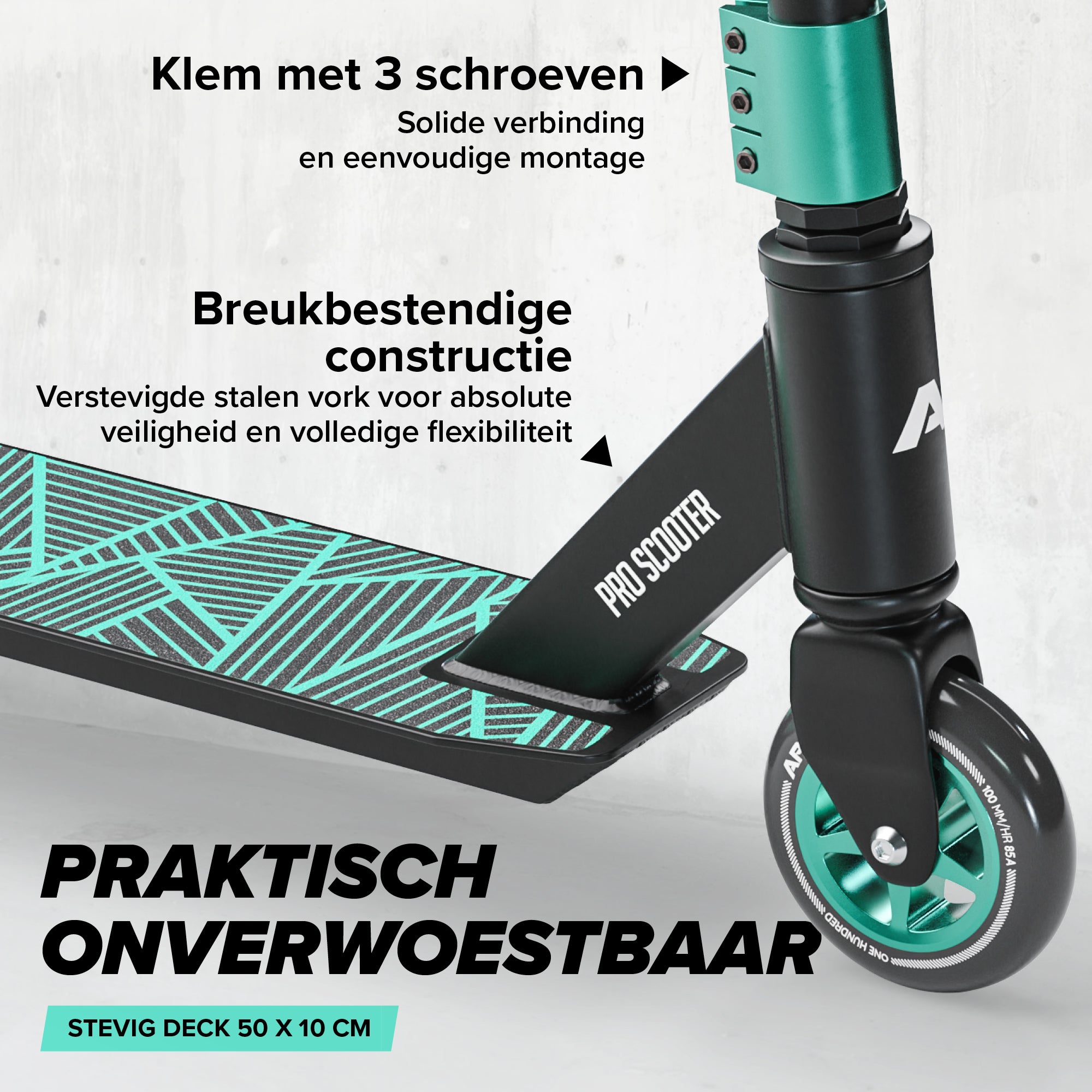 Apollo Stunt Scooter 'Genius Pro' hoogwaardige stuntstep met ABEC 9 kogellagers Zwart Groen