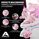 Apollo Verstelbare rolschaatsen 'Super Quads X Pro' maat 31-42, Wit/Roze L (39-42)