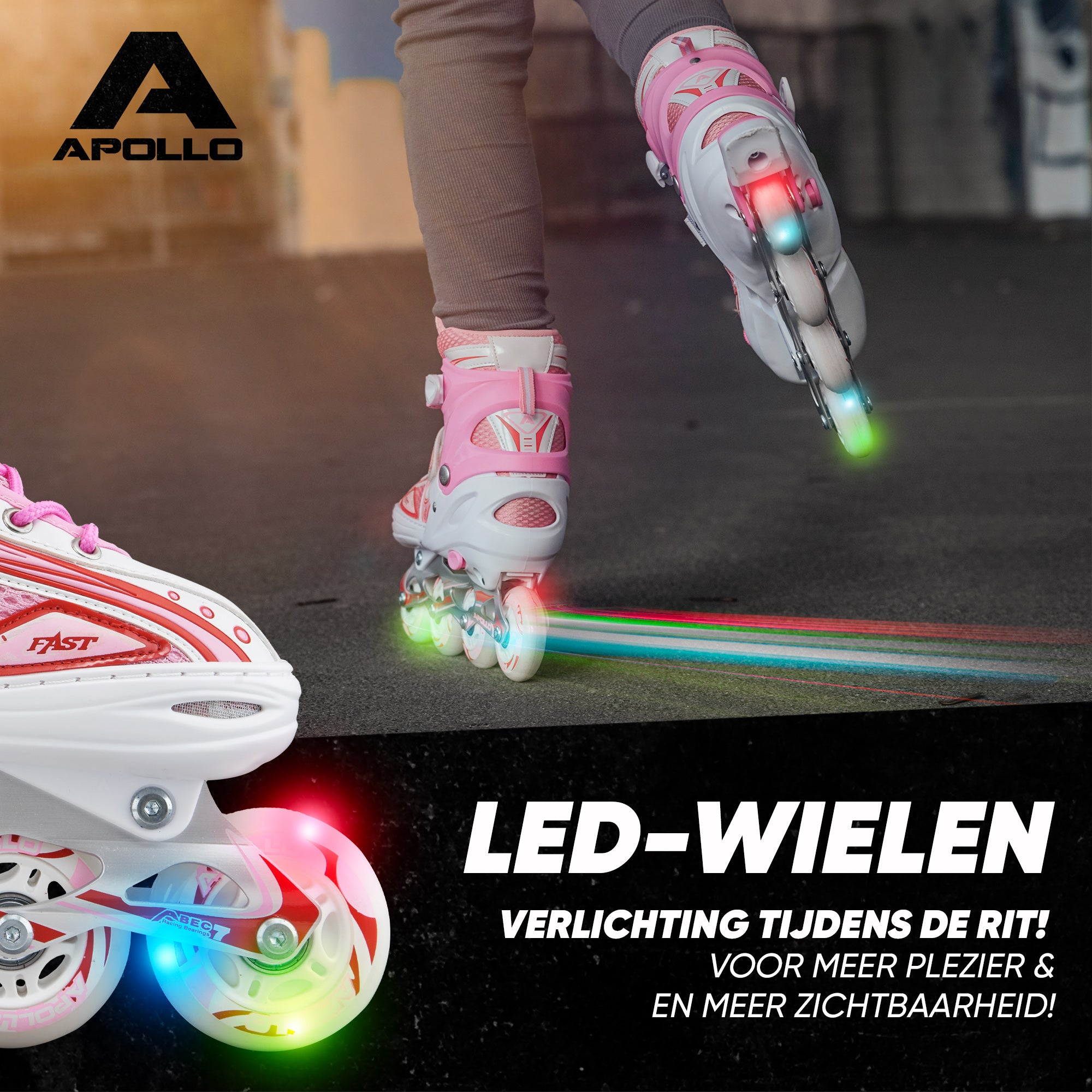 Apollo Verstelbare skeelers 'Super Blade' maat 31-42, Wit/Roze L (39-42)