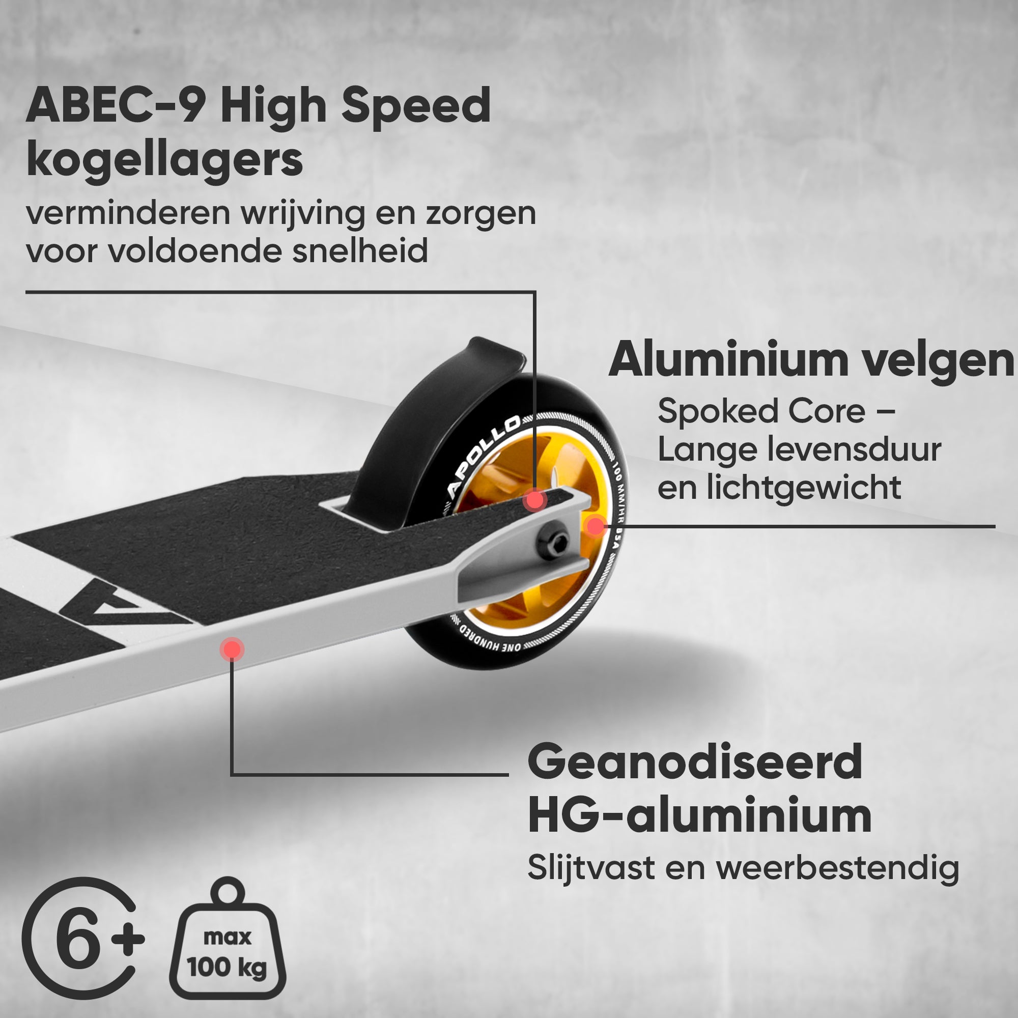 Apollo Stunt Scooter - Star Pro - HighQuality eloxierter Profi Stunt Scooter Weiß Gold