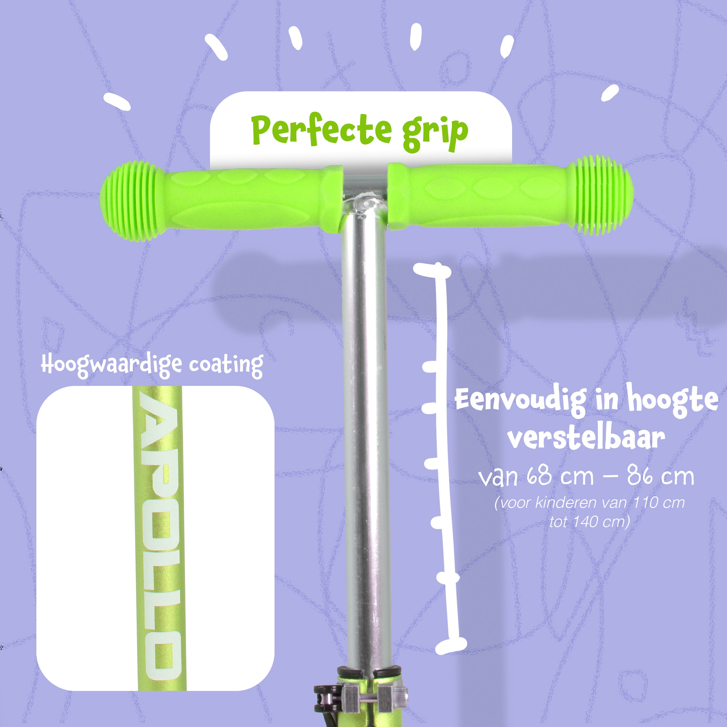 Apollo 'Kids Whiz' LED Scooter voor Kinderen - in verschillende kleuren Groen