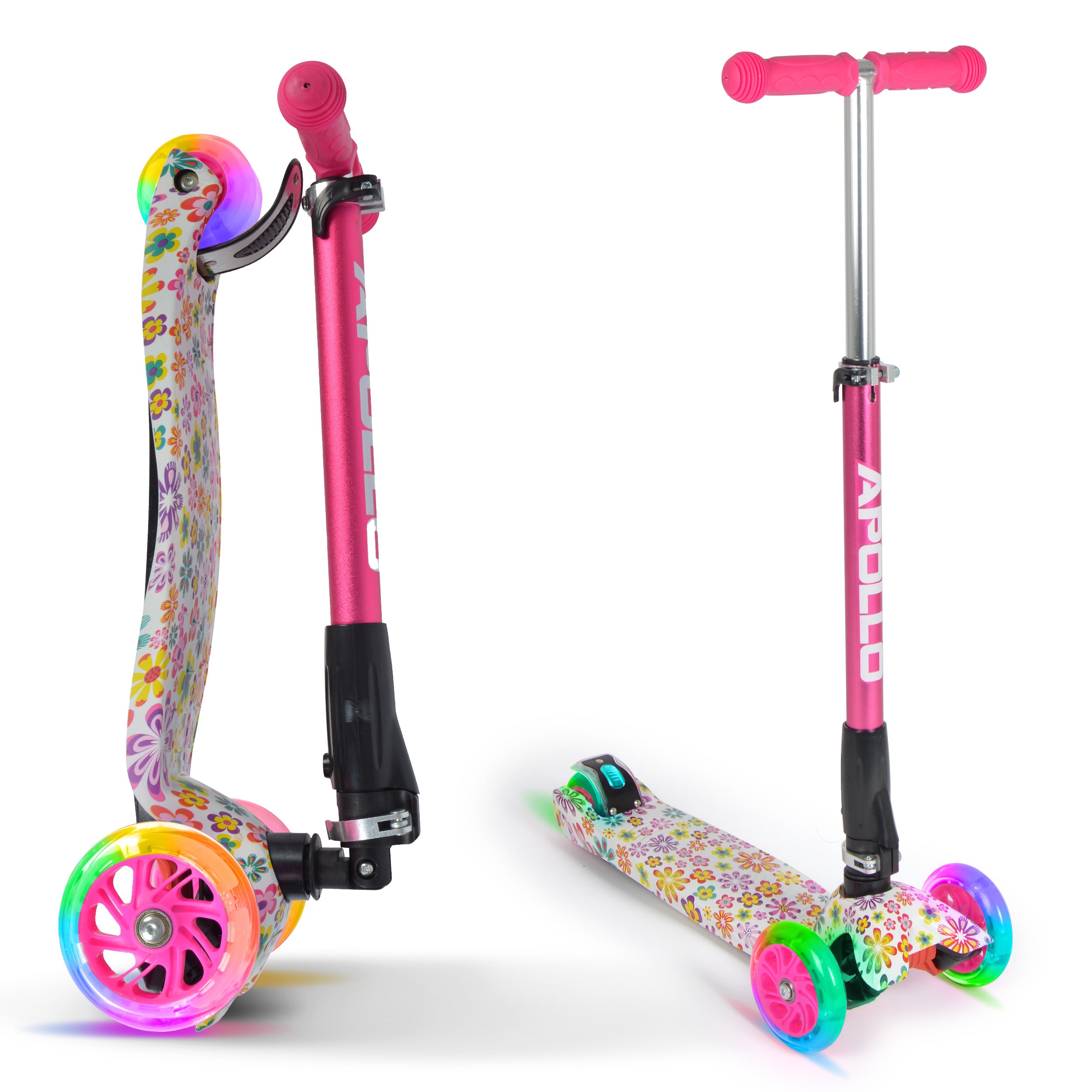 Apollo 'Kids Whiz' LED Scooter voor Kinderen - in verschillende kleuren Bloemenpatroon