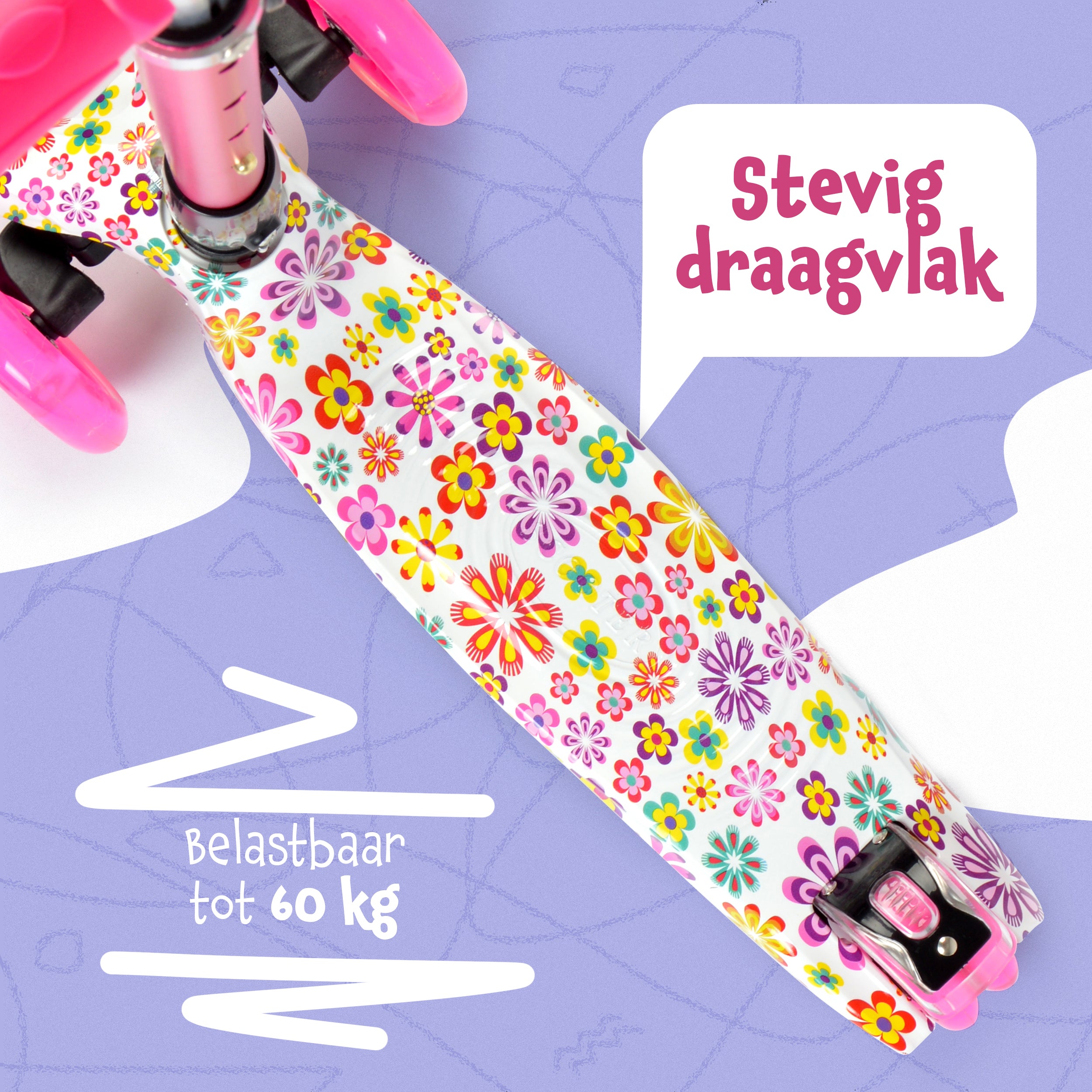 Apollo 'Kids Whiz' LED Scooter voor Kinderen - in verschillende kleuren Bloemenpatroon