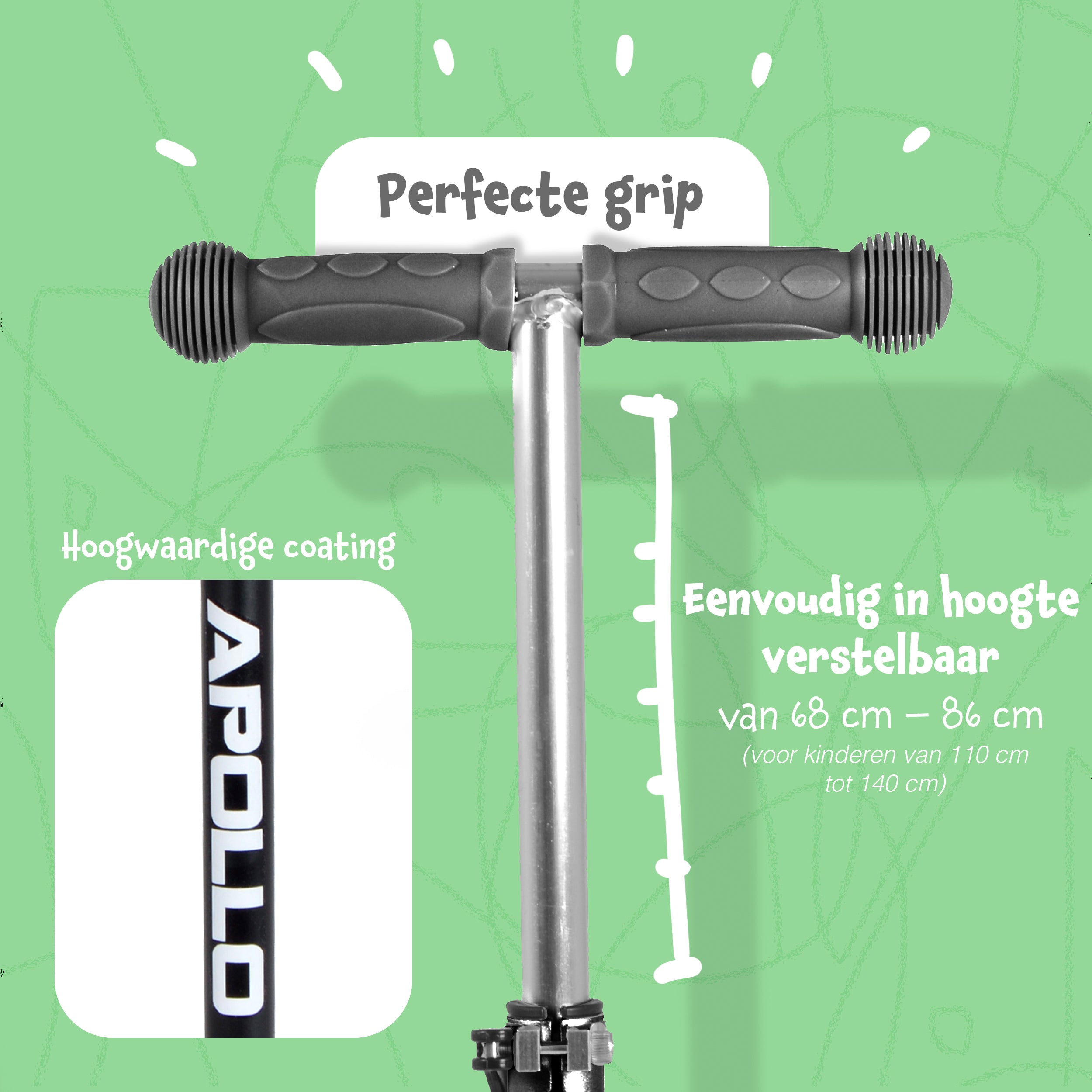 Apollo 'Kids Whiz' LED Scooter voor Kinderen - in verschillende kleuren Zwart