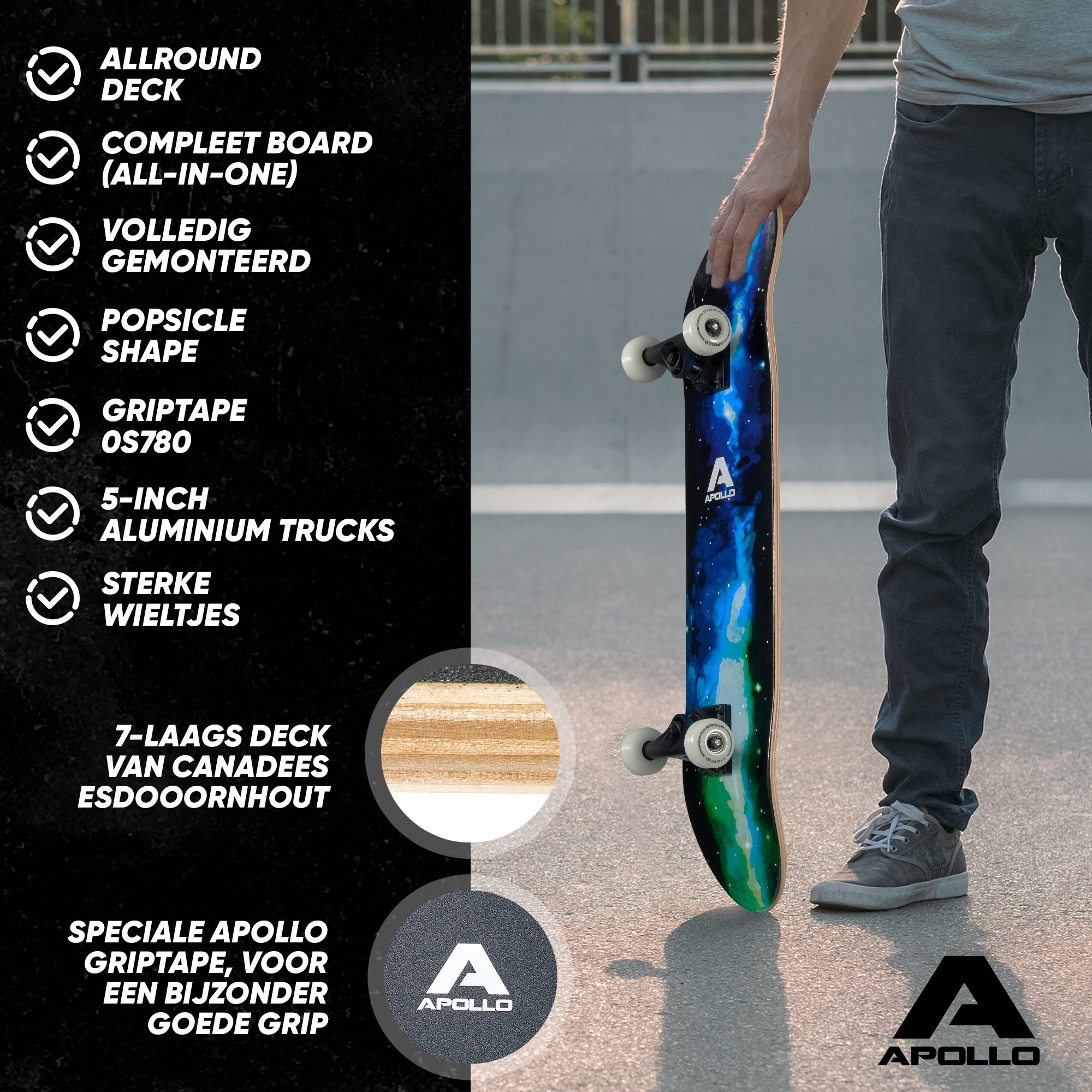 Apollo Skateboard Compleetboard 31 inch - Galaxy Galaxy