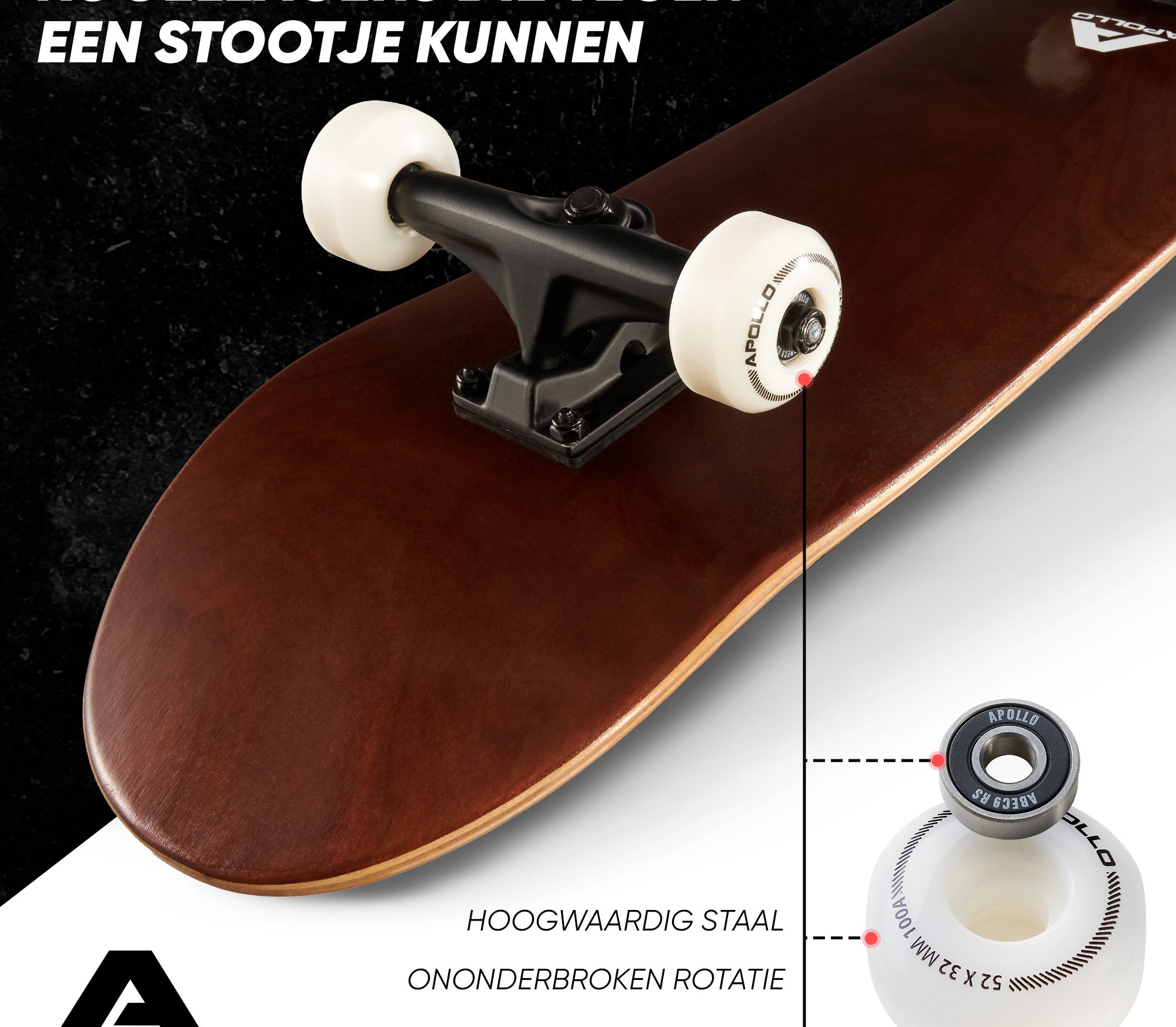 Apollo Skateboard Compleetboard 31 inch - Plain Wood Wood