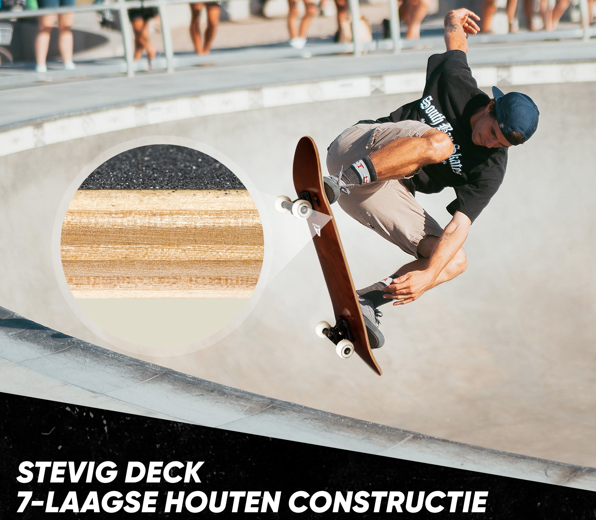Apollo Skateboard Compleetboard 31 inch - Plain Wood Wood