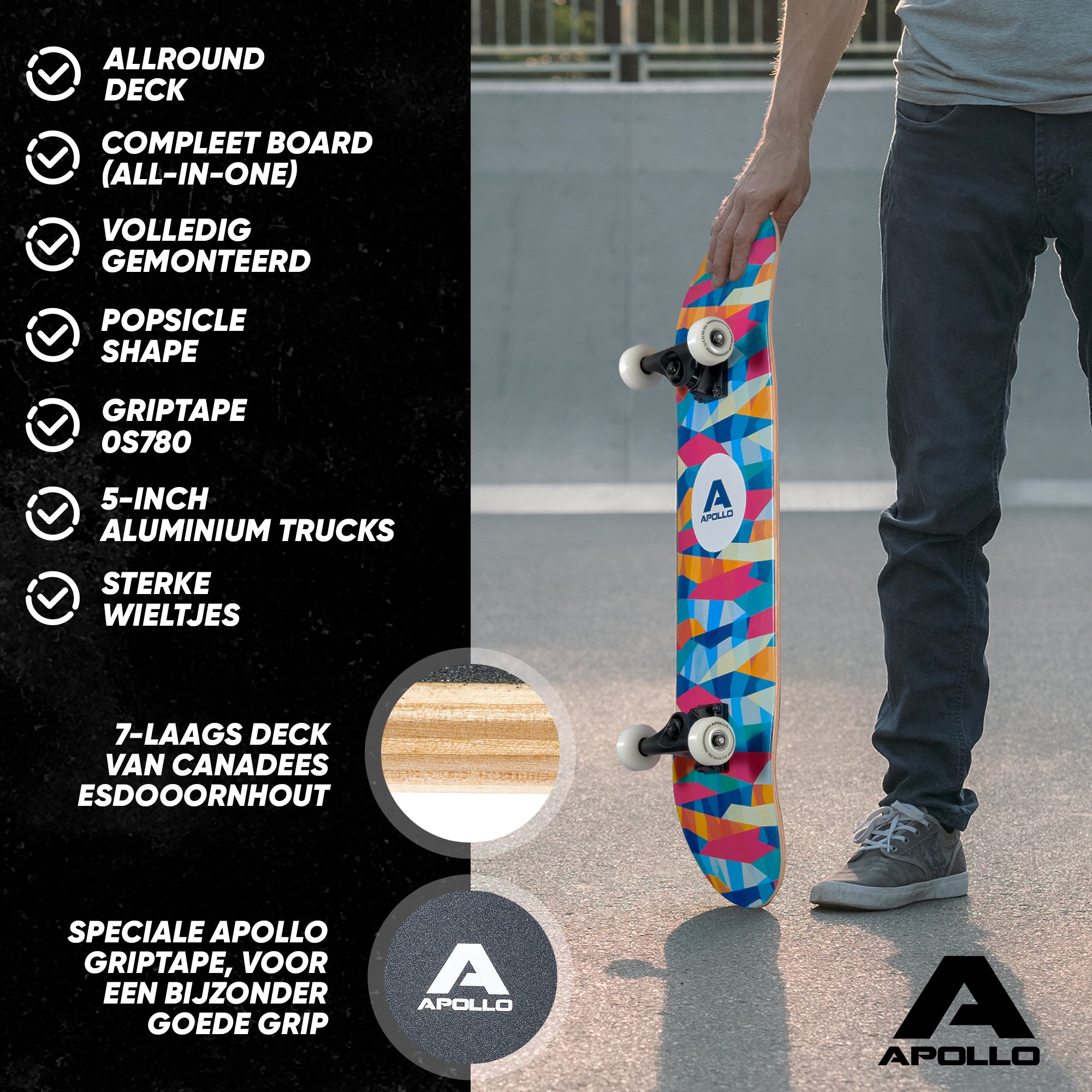 Apollo Skateboard Compleetboard 31 inch - Mosaik Mosaik