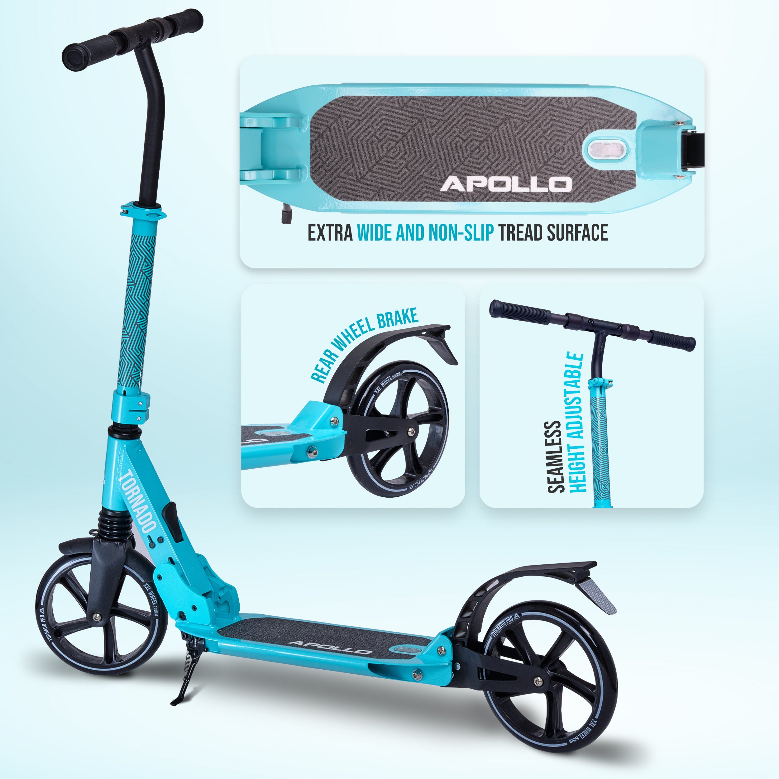 Apollo Autoped "Tornado 2.0" Cityroller voor Volwassenen en Kinderen Mint