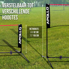 Apollo Badmintonnet - Volleybalnet in Drie Stappen & in Hoogte Verstelbaar Rood
