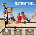 Apollo Badmintonnet - Volleybalnet in Drie Stappen & in Hoogte Verstelbaar Rood