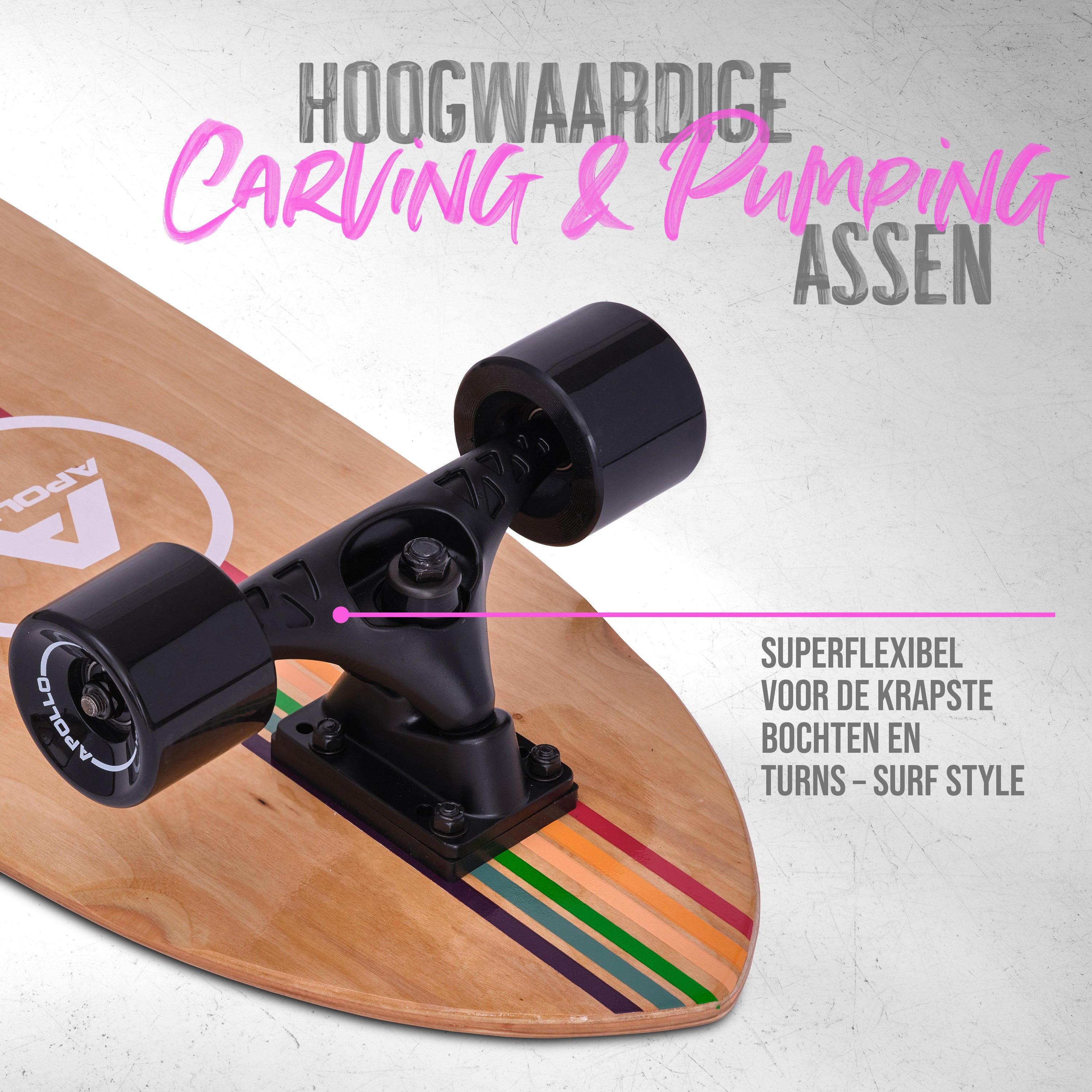 Apollo Surfskate Board - Stripes Stripes