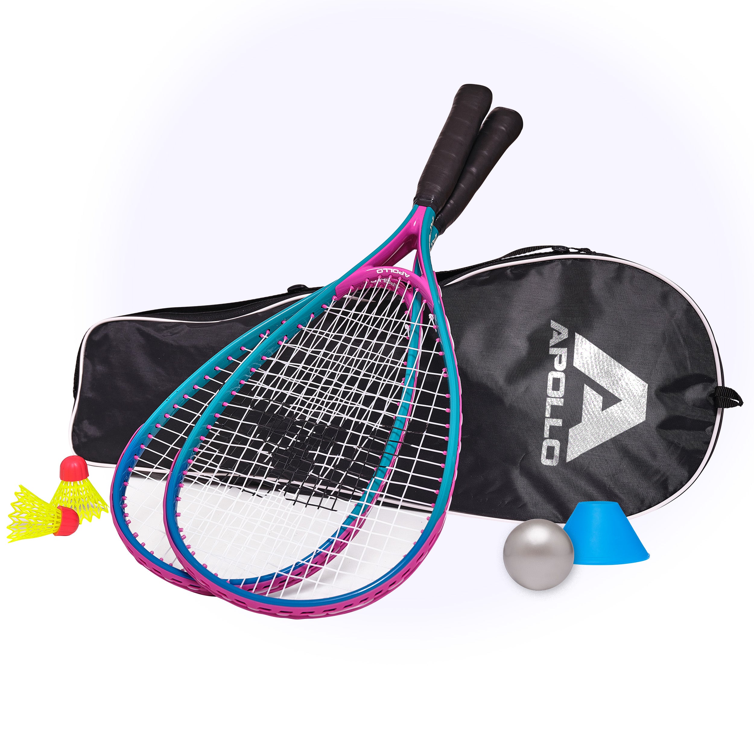 Apollo Speed Badmintonset met Badmintonshuttles en Badmintonracket Blauw Roze