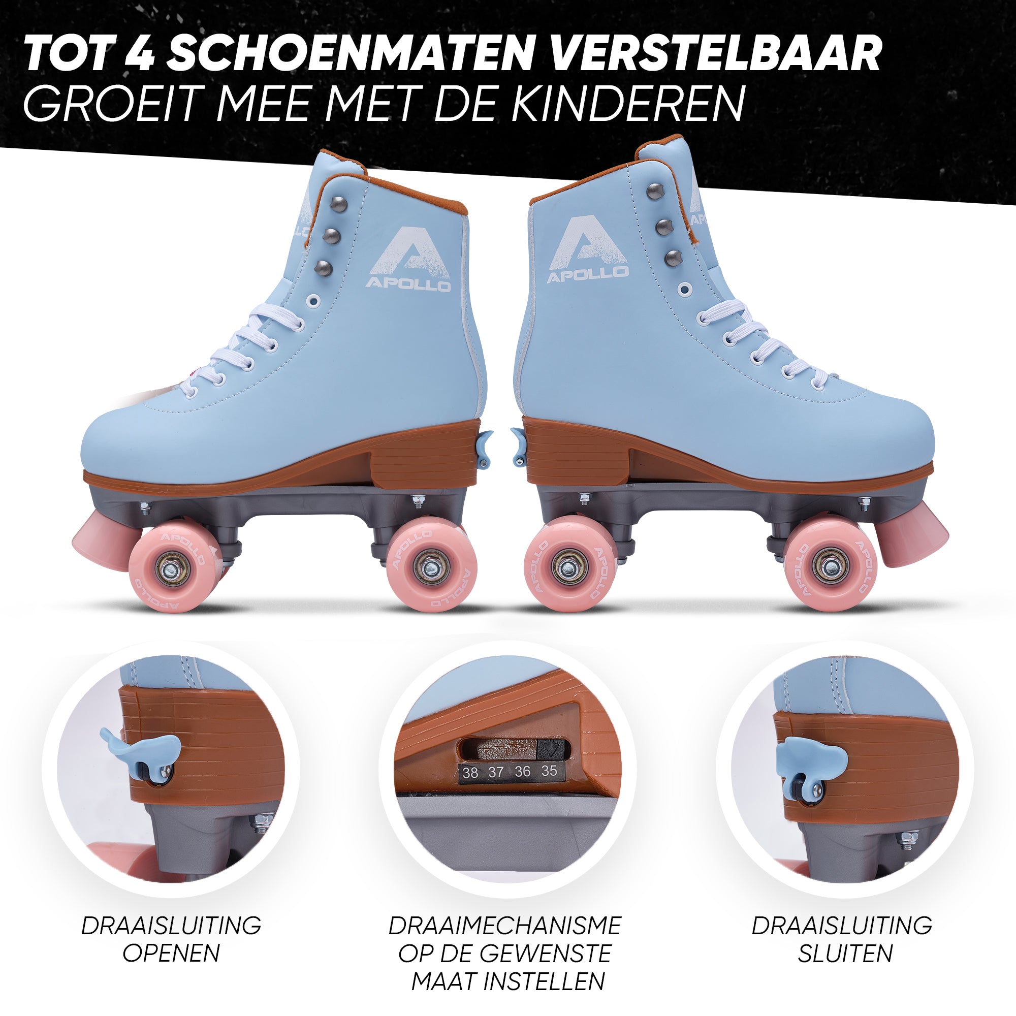 Apollo Disco Klassieke rolschaatsen voor kinderen en volwassenen - Nightfever blue L (39-42)