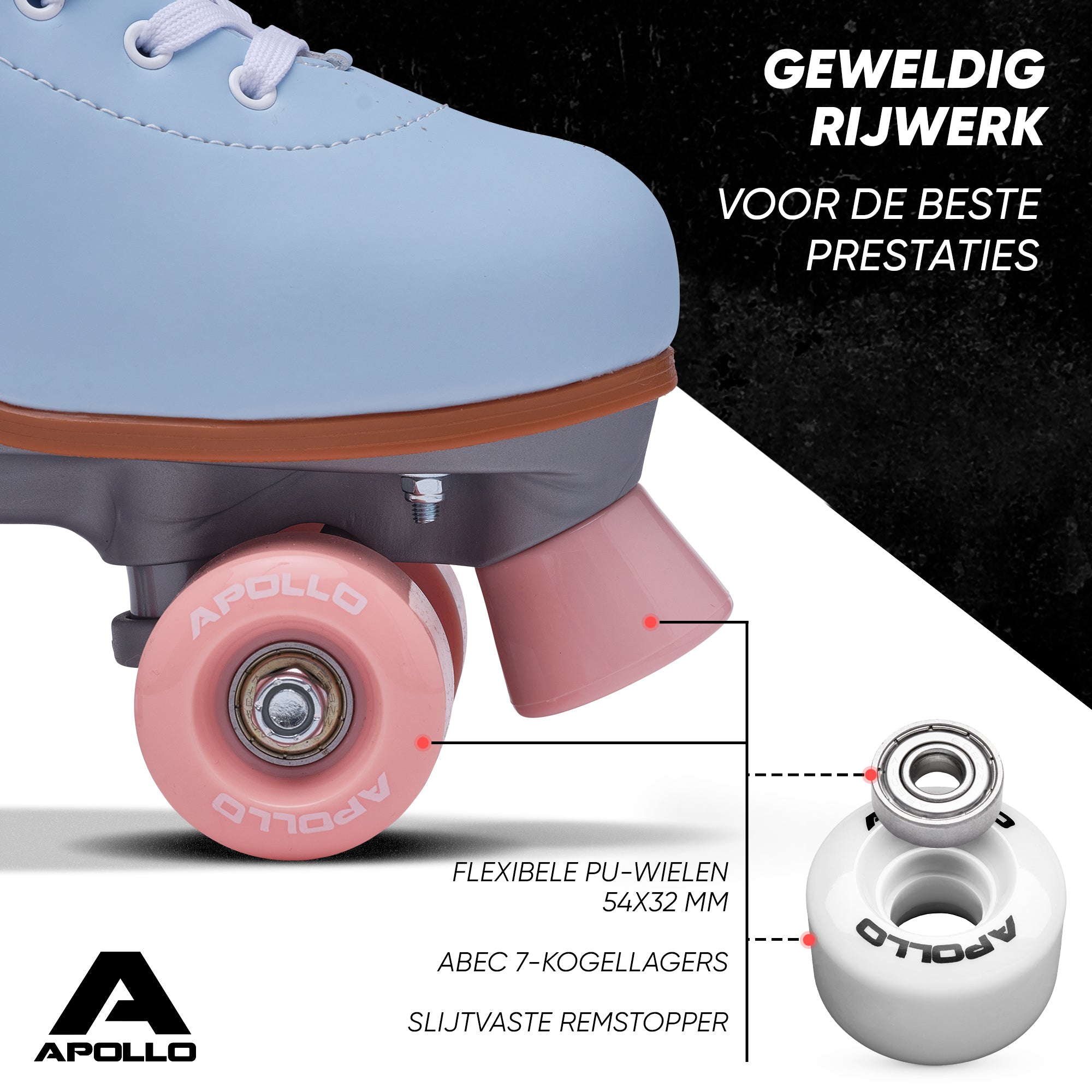 Apollo Disco Klassieke rolschaatsen voor kinderen en volwassenen - Nightfever blue L (39-42)