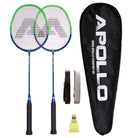 Apollo Badmintonset Match Pro 800 – inclusief tas, 2 rackets, shuttles Blauw Groen