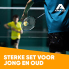 Apollo Badmintonset Match Pro 800 – inclusief tas, 2 rackets, shuttles Blauw Grijs