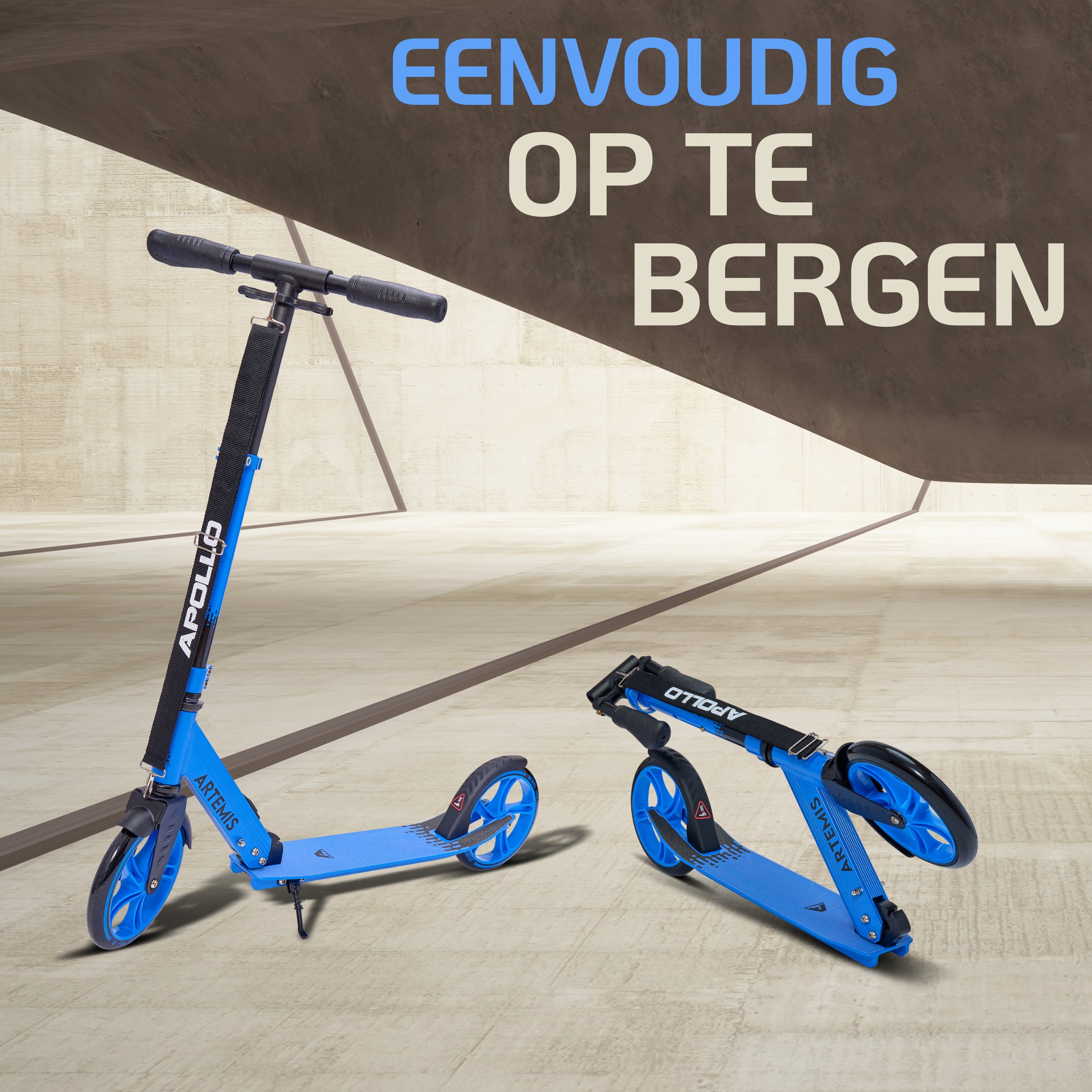 Apollo Artemis opvouwbare City Scooter in hoogte verstelbare step Blauw