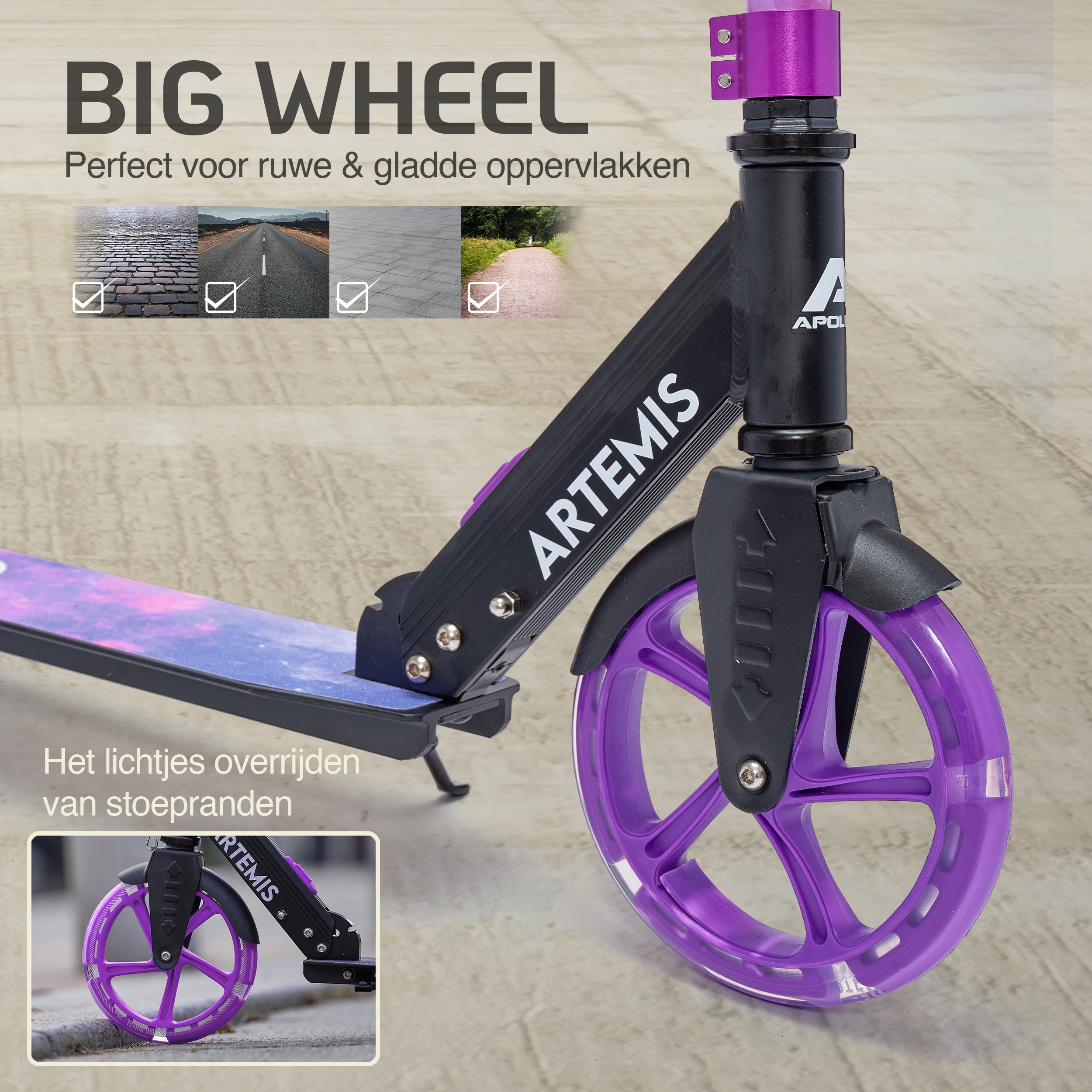 Apollo Artemis opvouwbare City Scooter in hoogte verstelbare step Starlight