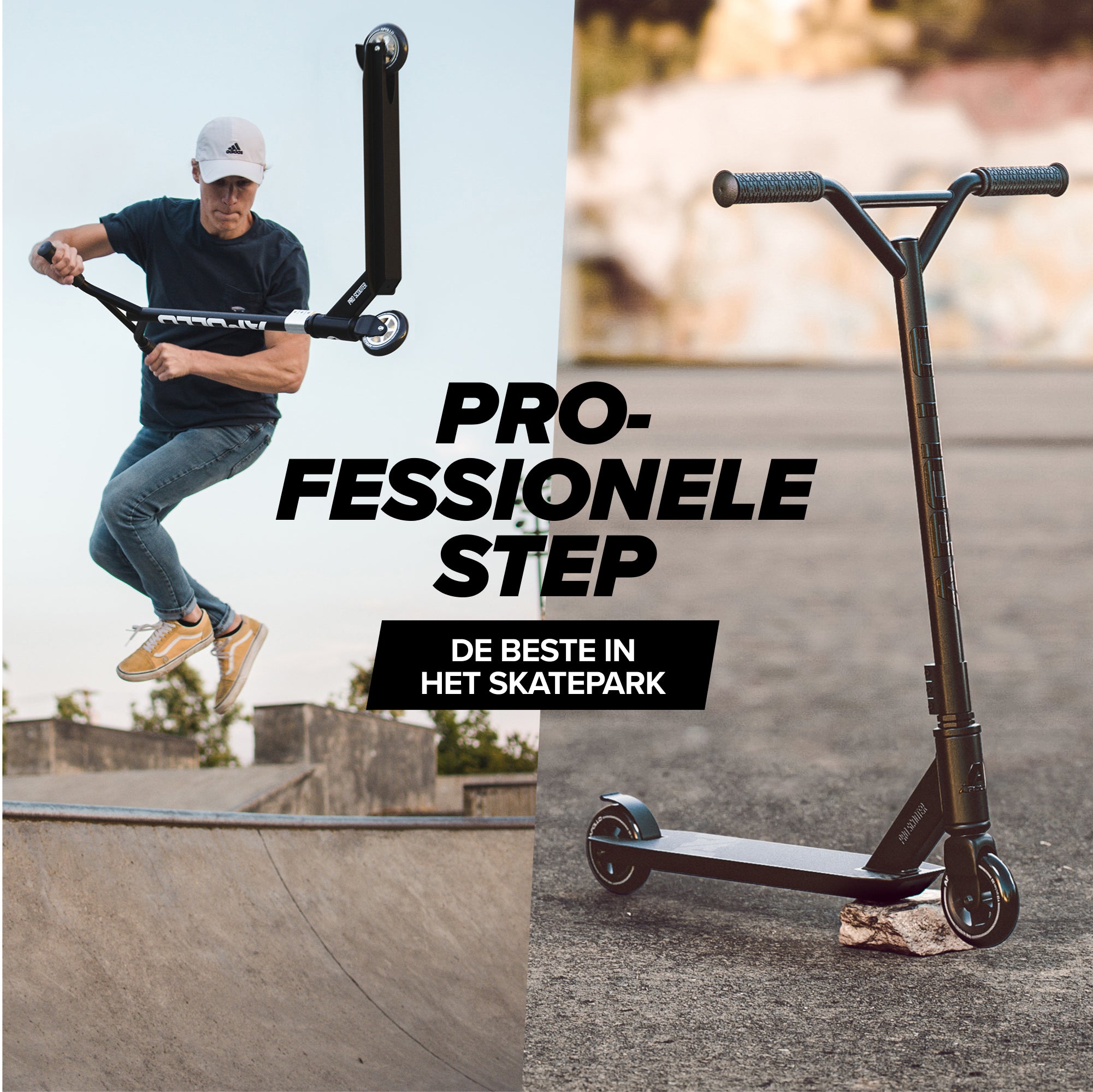 Apollo Stunt Scooter 'Genius Pro' hoogwaardige stuntstep met ABEC 9 kogellagers Zwart