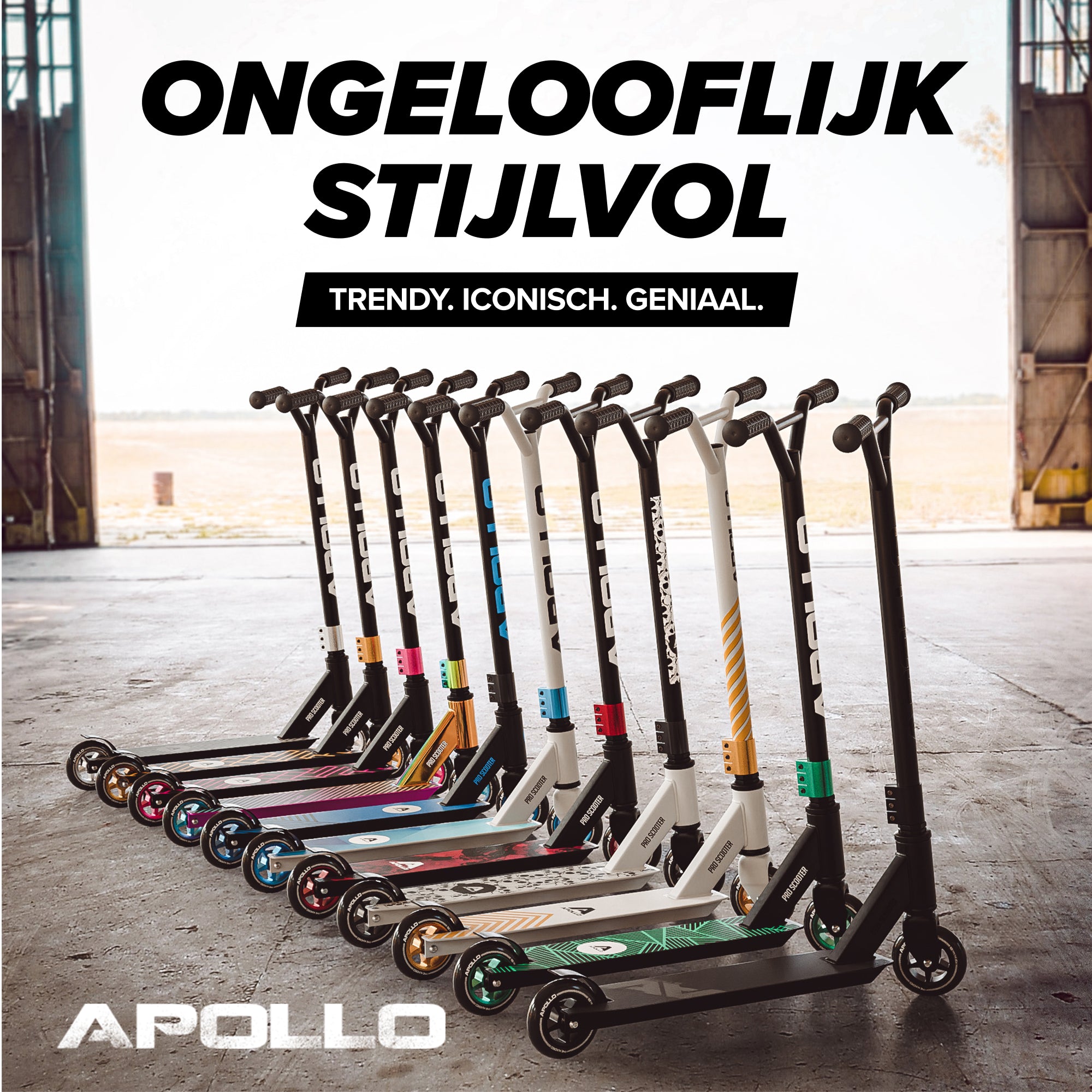 Apollo Stunt Scooter 'Genius Pro' hoogwaardige stuntstep met ABEC 9 kogellagers Zwart