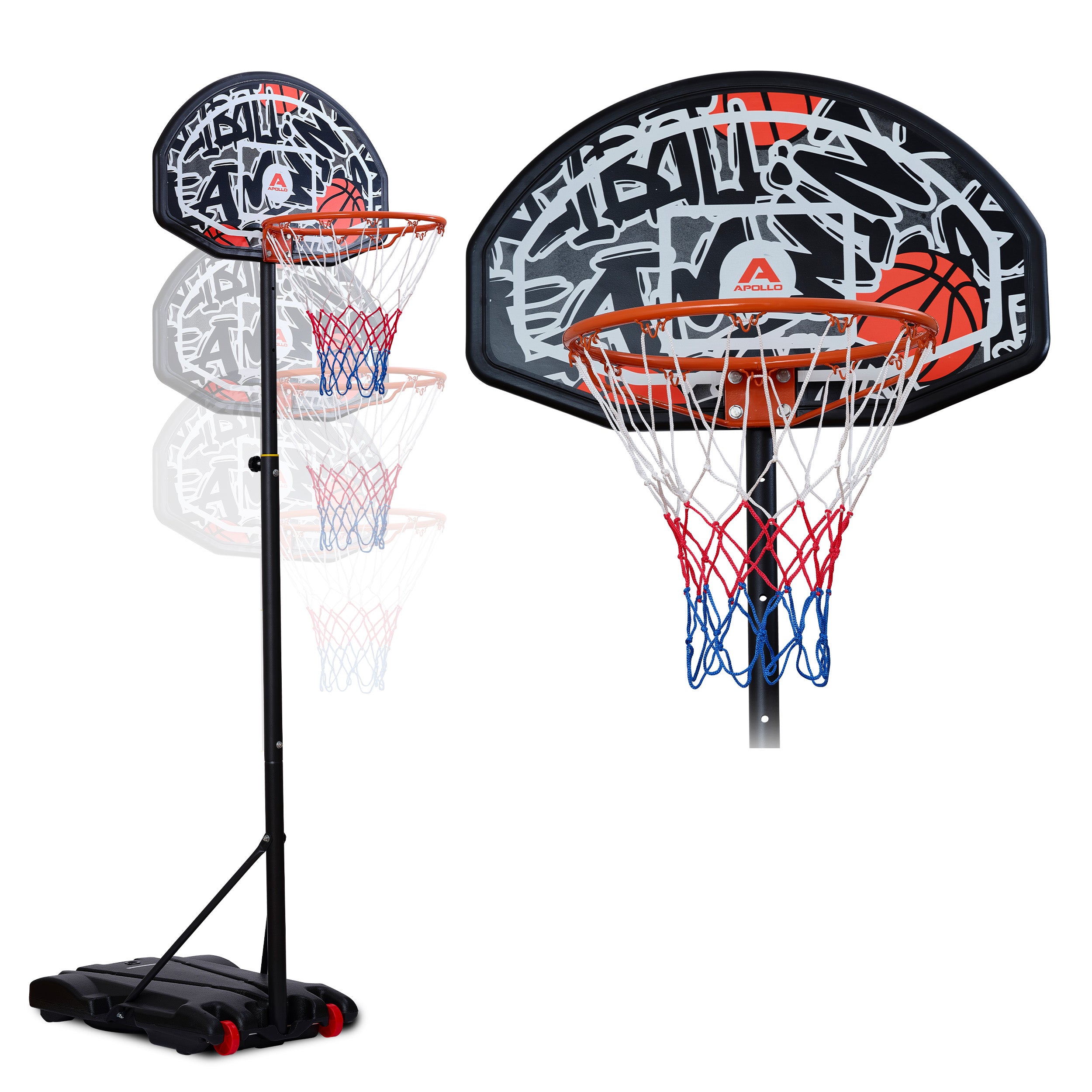 Apollo Basketbalring met standaard en wielen Graffiti