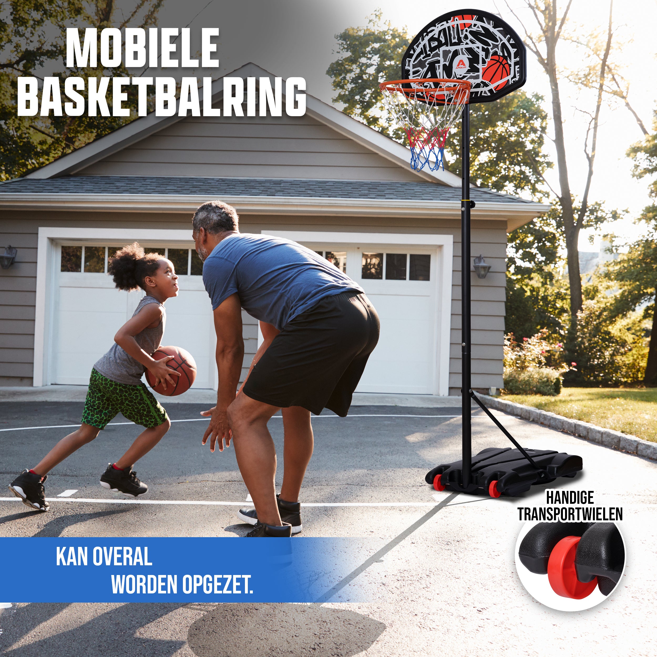 Apollo Basketbalring met standaard en wielen Graffiti