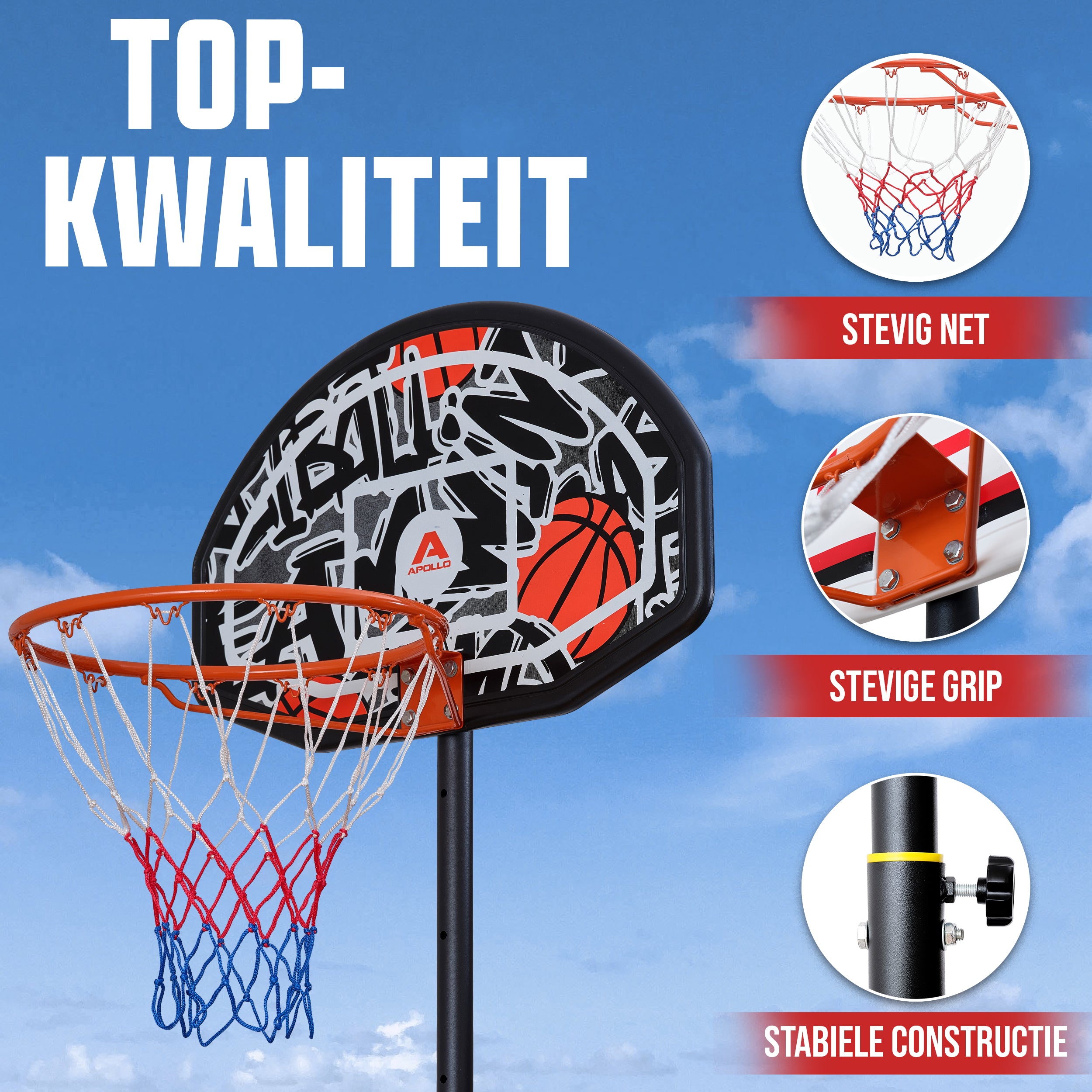 Apollo Basketbalring met standaard en wielen Graffiti