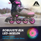 Apollo Champion inline skates in maat verstelbare met LED-wielen, Roze L (39-42)