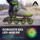 Apollo Champion inline skates in maat verstelbare met LED-wielen, Groen L (39-42)
