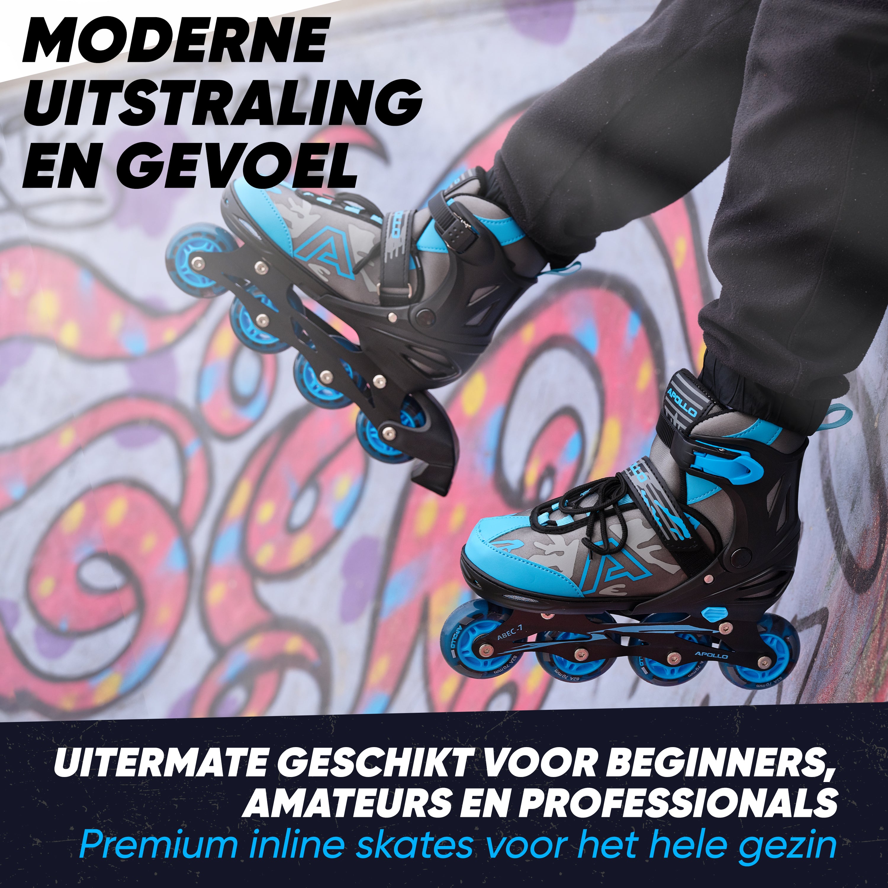 Apollo Champion inline skates in maat verstelbare met LED-wielen, Blauw L (39-42)