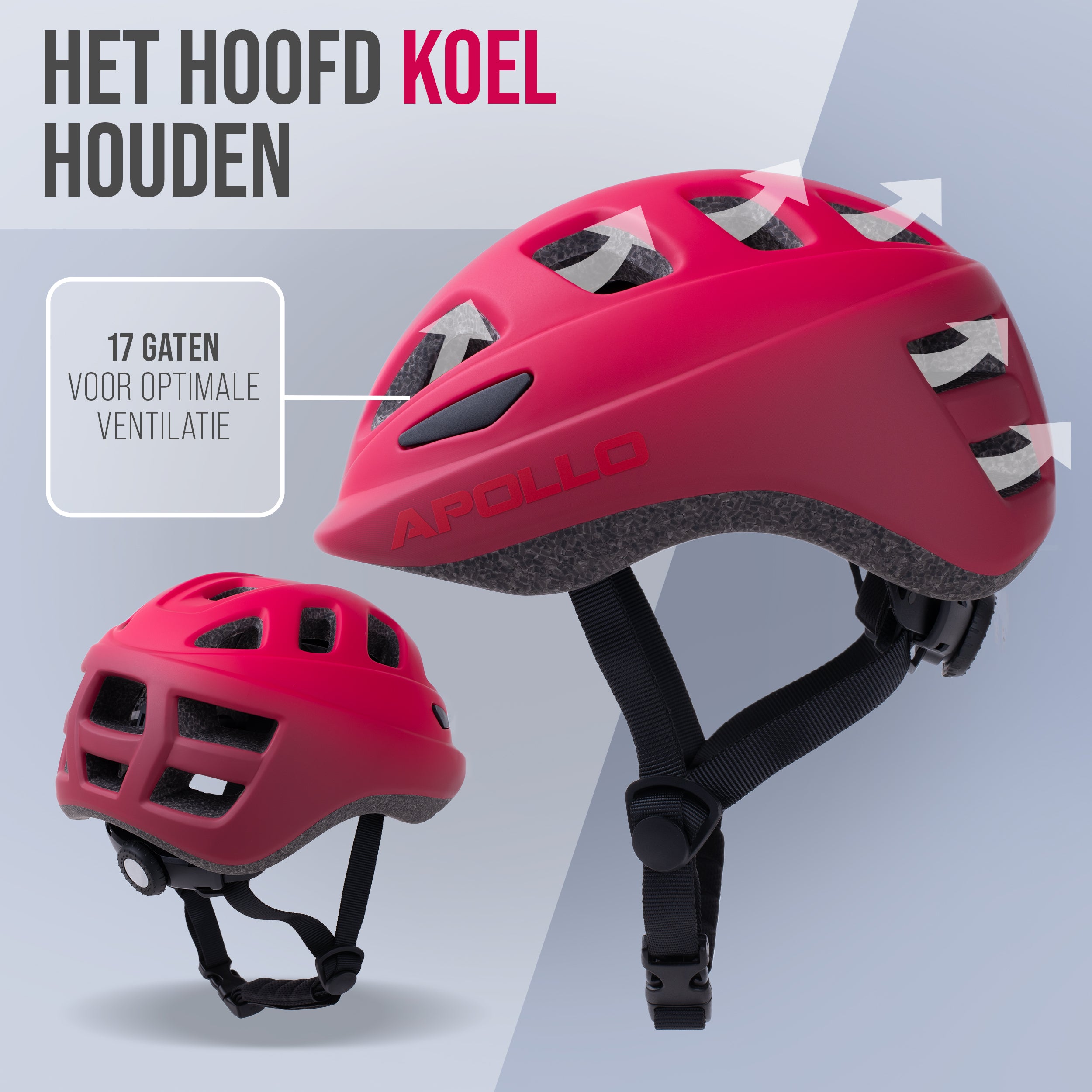 Apollo Kinder fietshelm, helm voor kinderen & tieners, multisport helm Red Fade