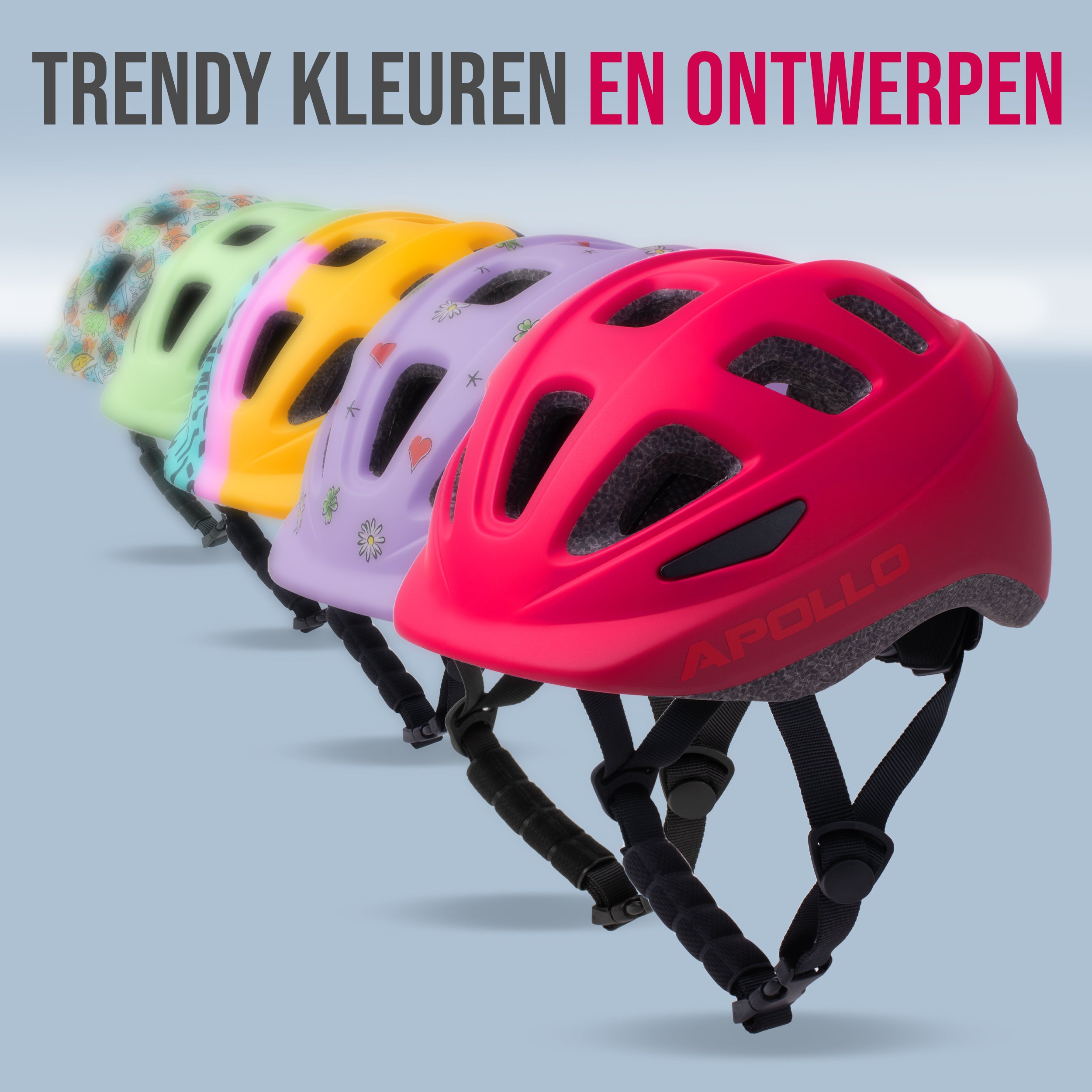 Apollo Kinder fietshelm, helm voor kinderen & tieners, multisport helm Red Fade