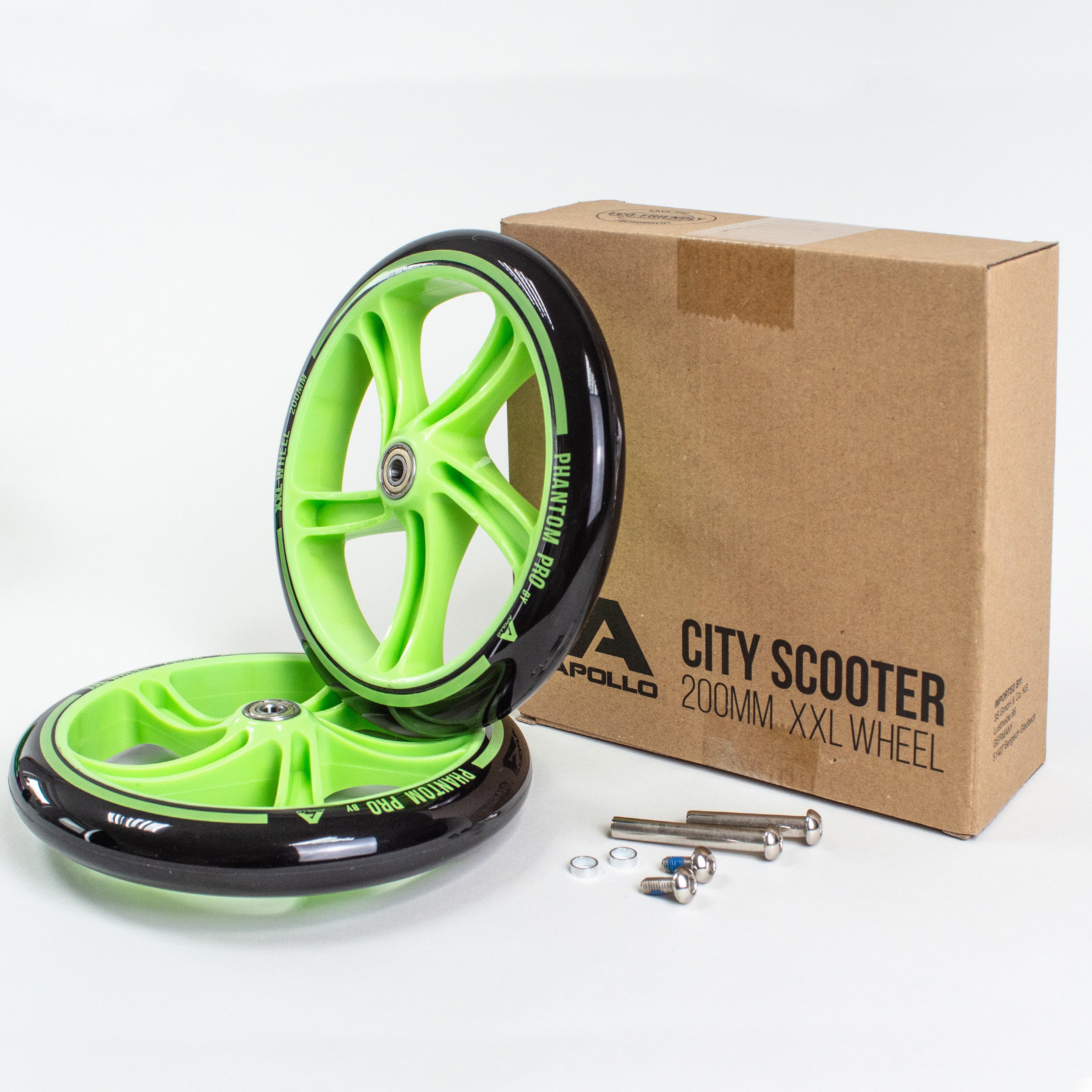 Apollo 200 mm Vervangingswielen set voor Apollo City Scooter Groen Zwart