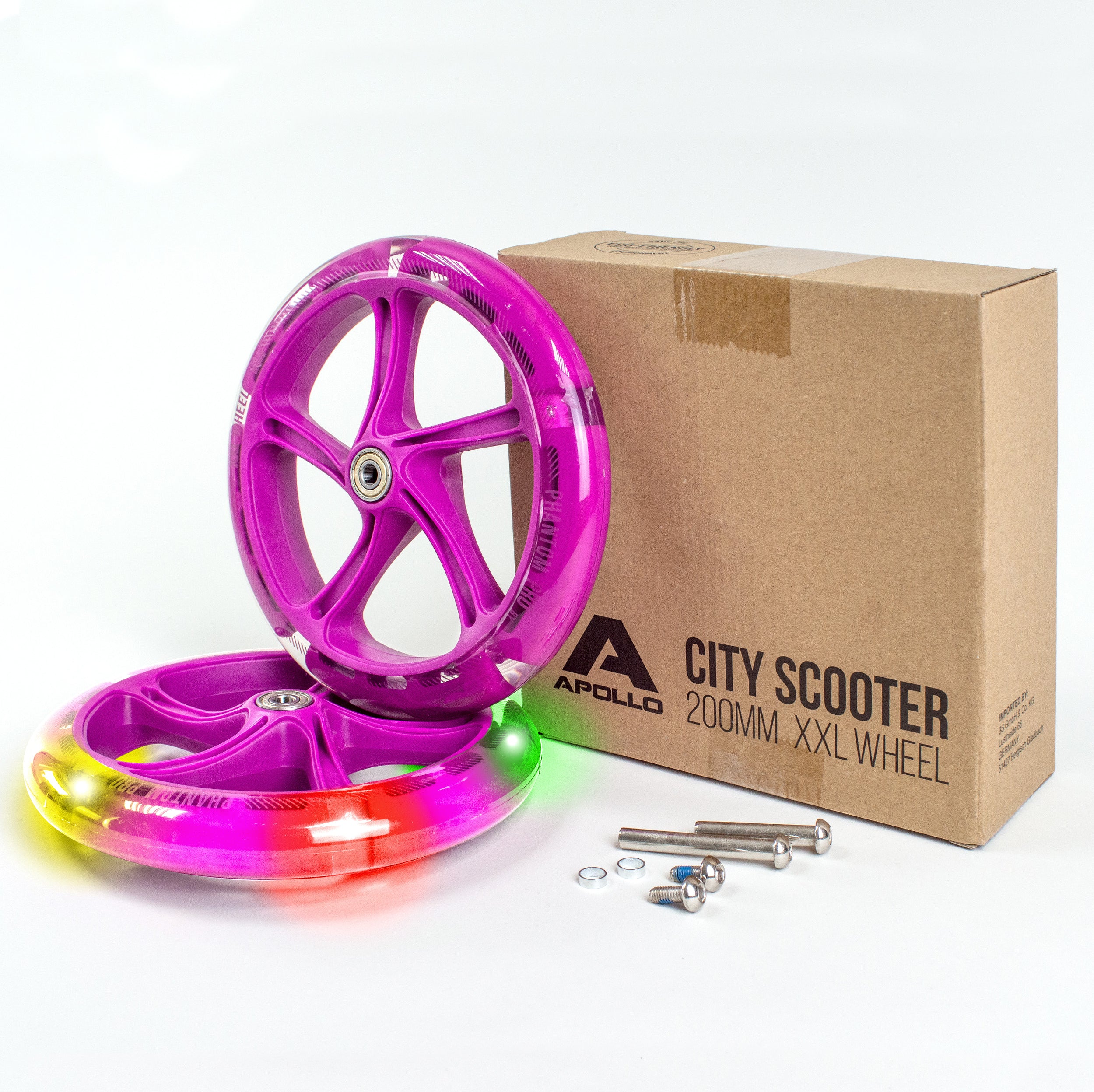 Apollo 200 mm Vervangingswielen set voor Apollo City Scooter LED Roze