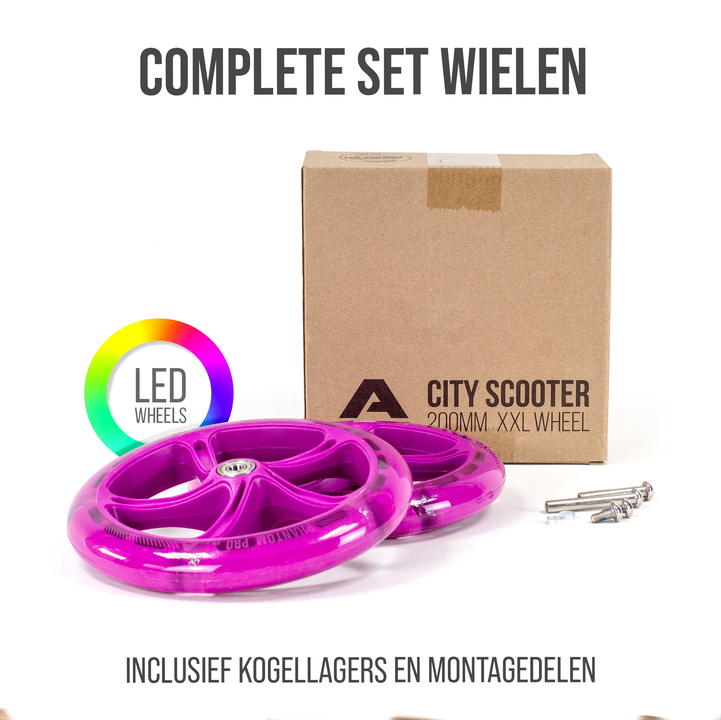 Apollo 200 mm Vervangingswielen set voor Apollo City Scooter LED Roze