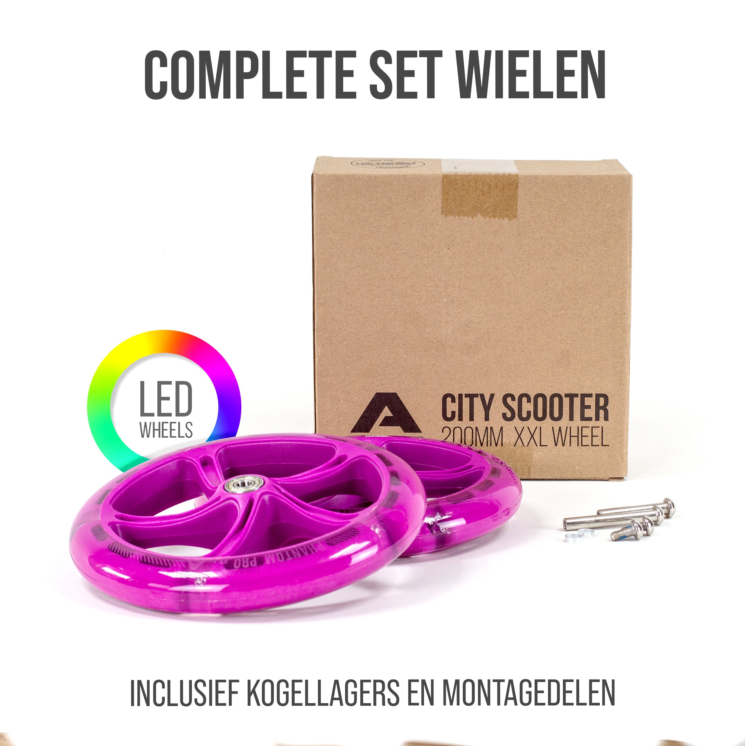 Apollo 200 mm Vervangingswielen set voor Apollo City Scooter LED Roze