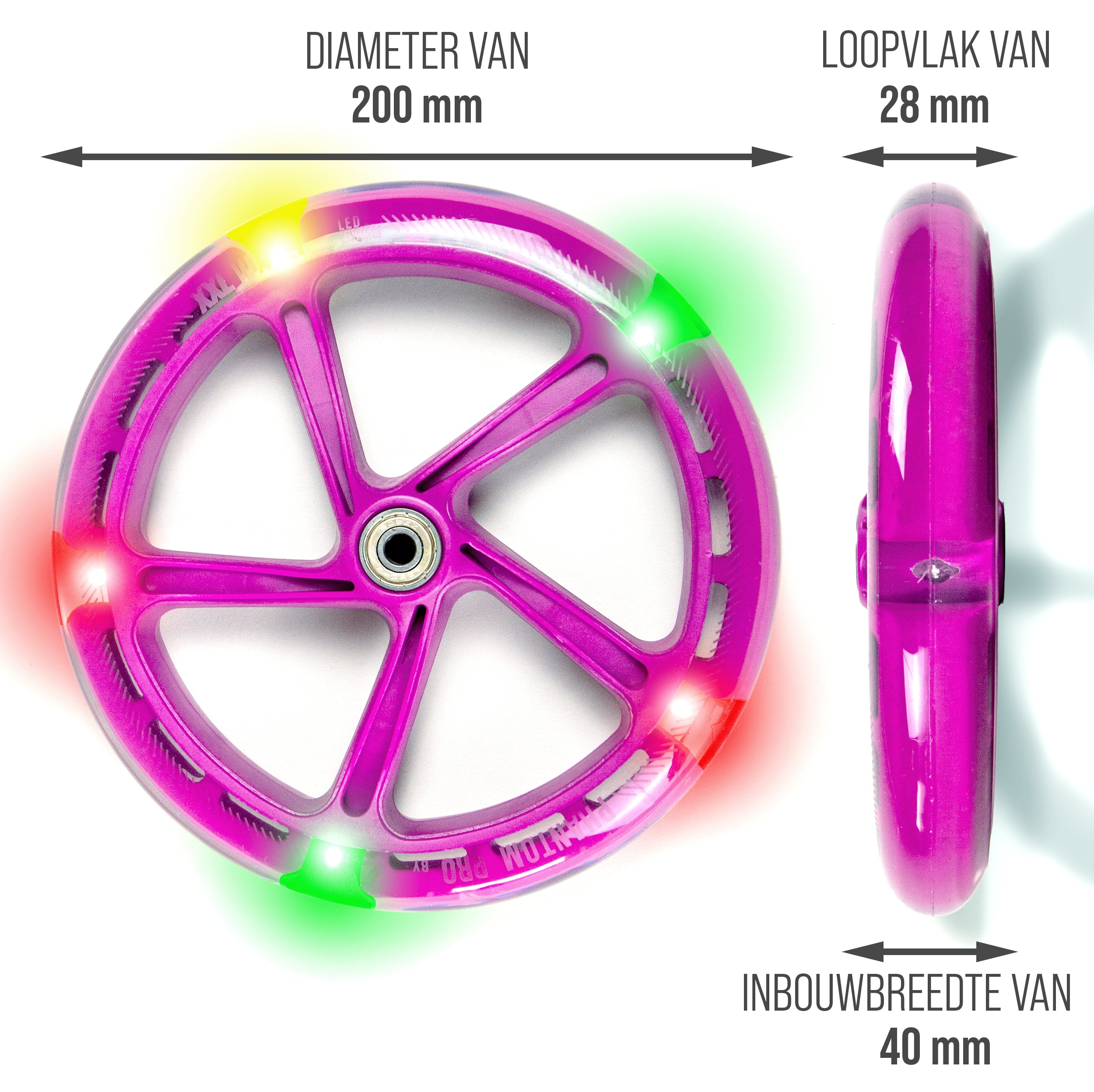 Apollo 200 mm Vervangingswielen set voor Apollo City Scooter LED Roze