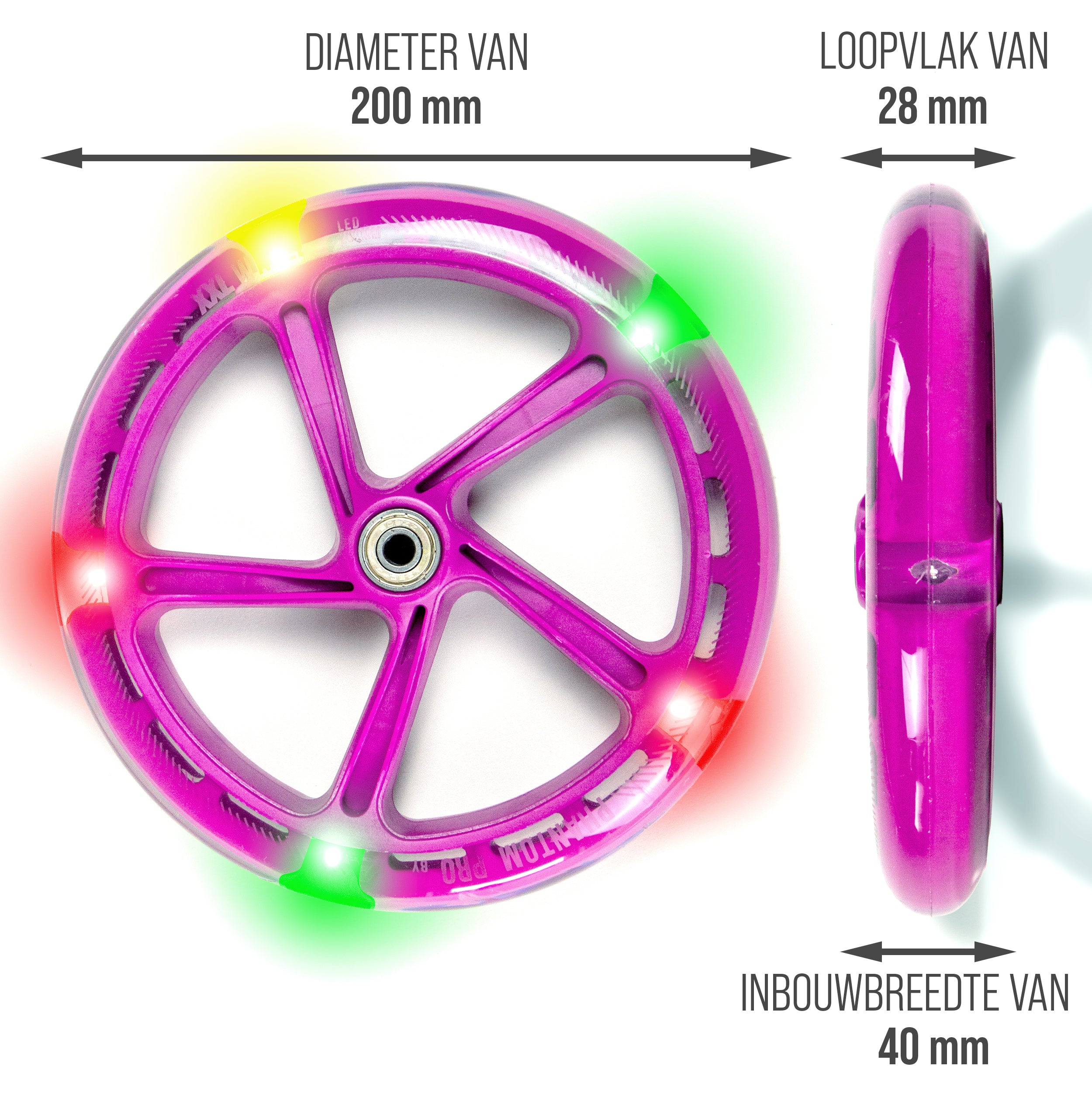 Apollo 200 mm Vervangingswielen set voor Apollo City Scooter LED Roze