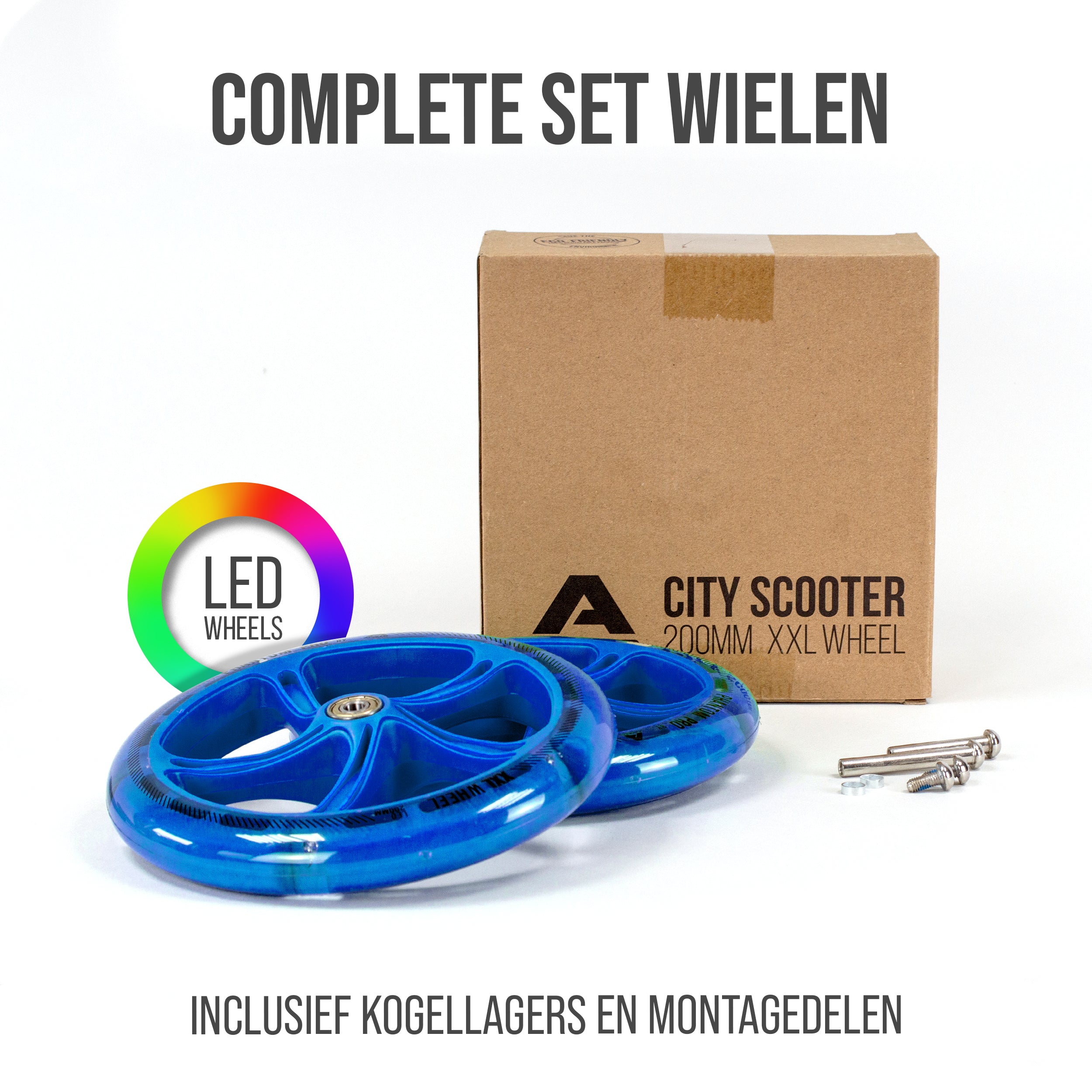 Apollo 200 mm Vervangingswielen set voor Apollo City Scooter LED Blauw