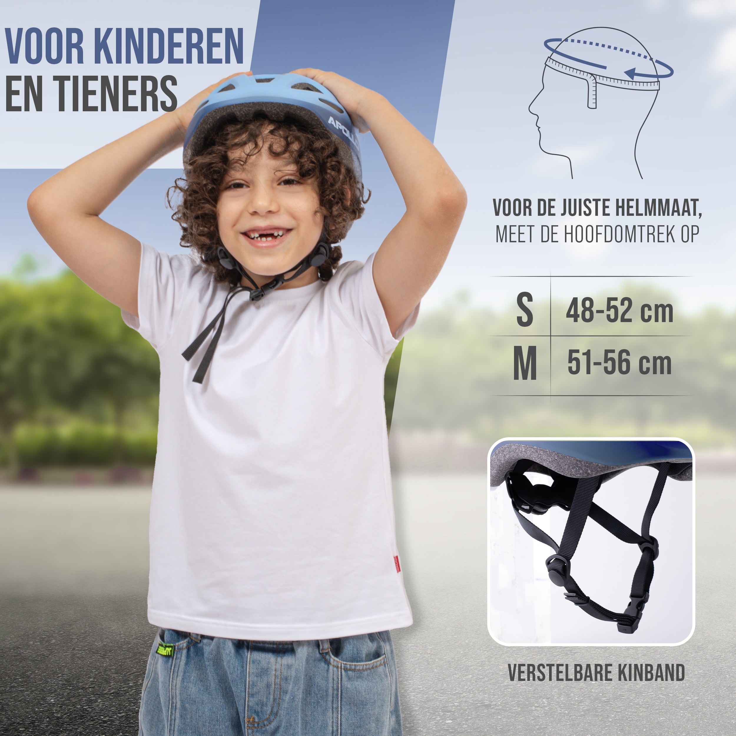 Apollo Kinder fietshelm, helm voor kinderen & tieners, multisport helm Blue Fade